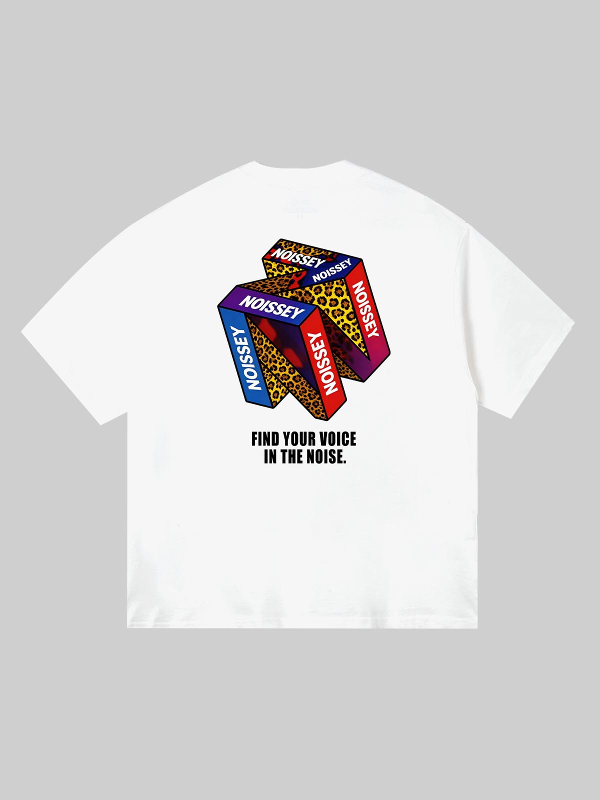 NOISSEY FIND YOUR VOICE - 3D LEOPARD LOGO SLOGAN TEE