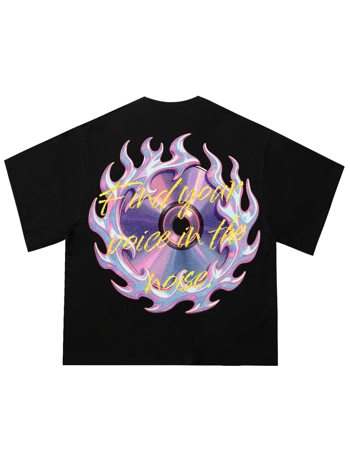 NOISSEY Rainbow Tie-Dye DJ Skater Fire-Boy Street Art Print Short Sleeve T-Shirt - Black
