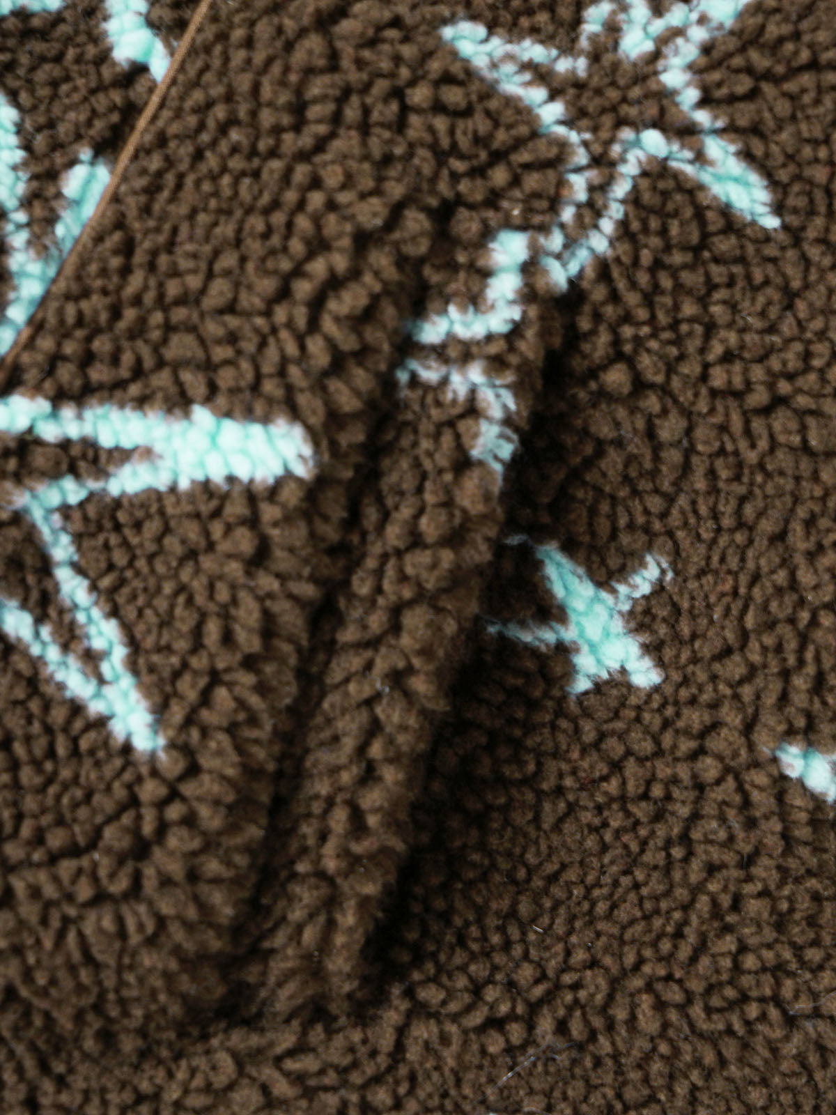 Star-Shadow Brown Fleece Star Print Jacket