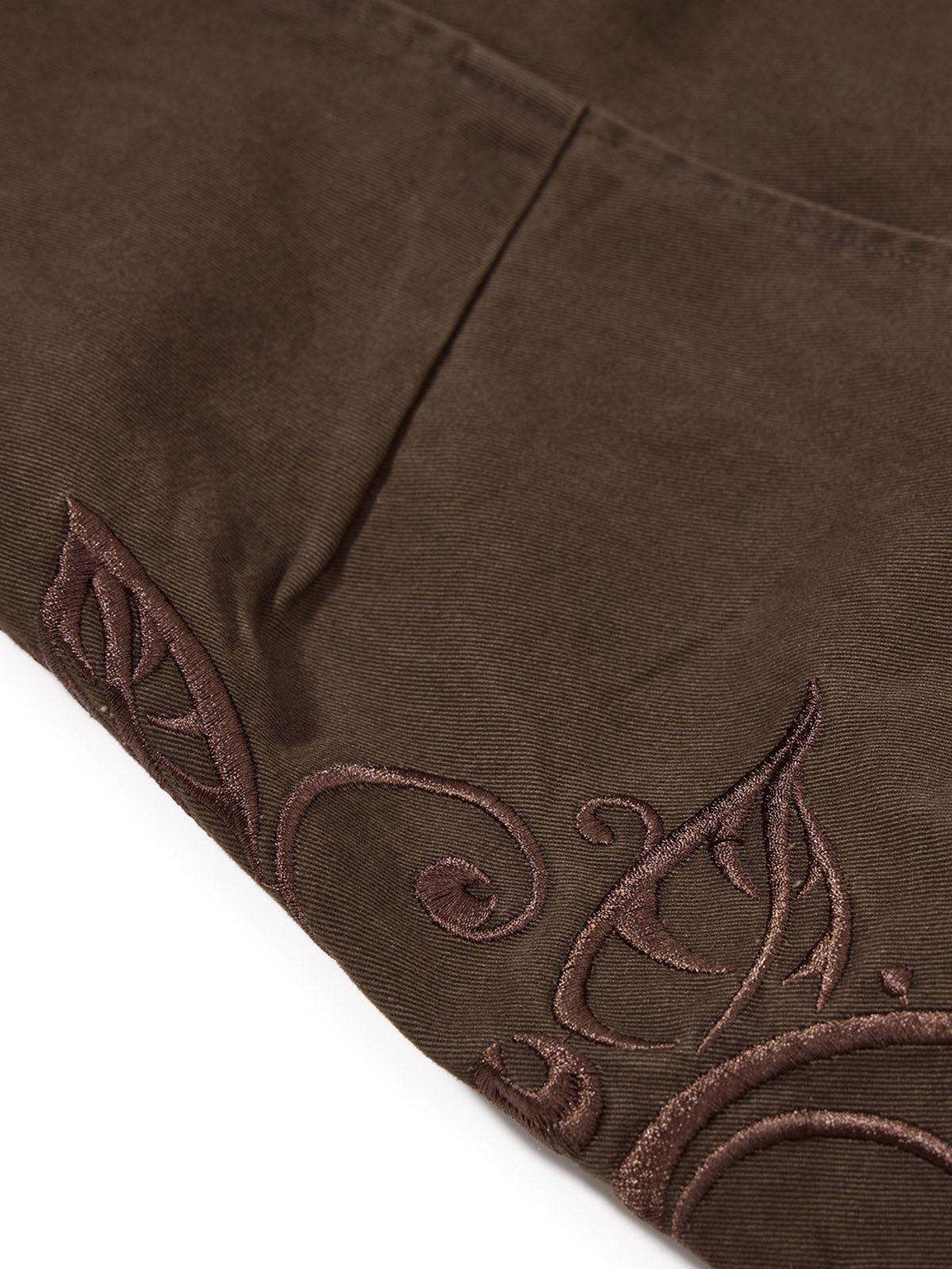 Old-money style floral embroidery cargo pants