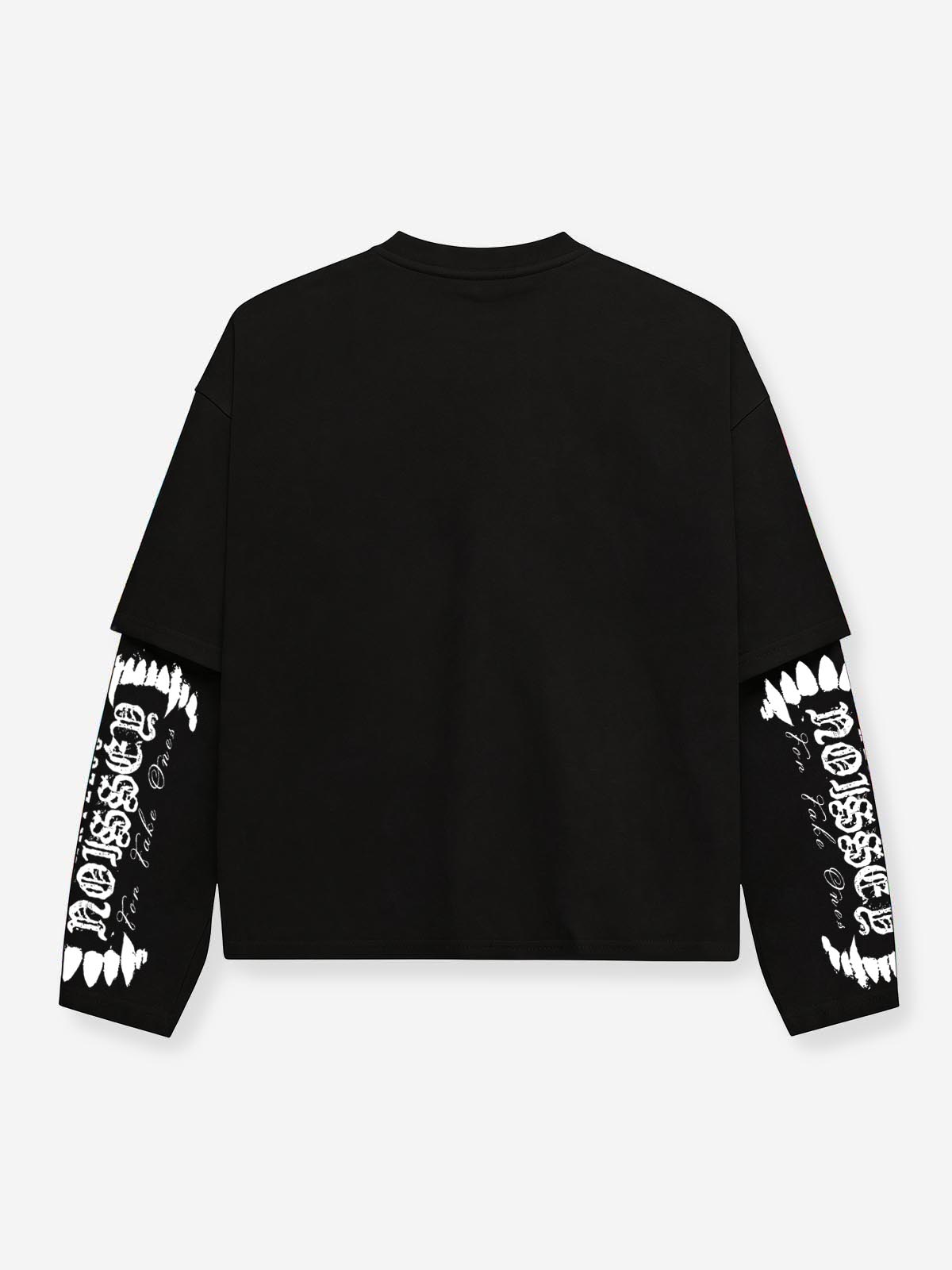 NOISSEY Get Money Gorilla Faux Layer Long Sleeve Tee - Black