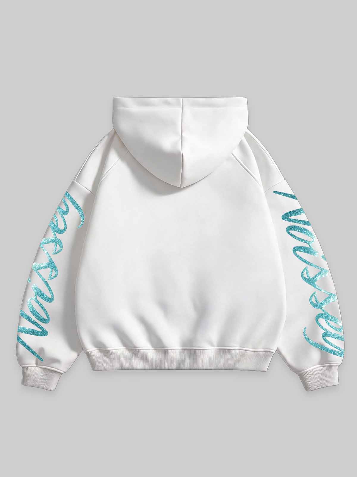 NOISSEY "LIBERTY BLINDED" Icy Teal Statue of Liberty White Zip-Up Hoodie