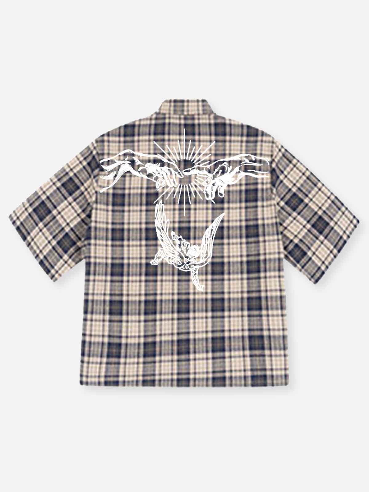 NOISSEY "GENESIS" ANGELIC ICONOGRAPHY CHECKERED SHORT-SLEEVE SHIRT