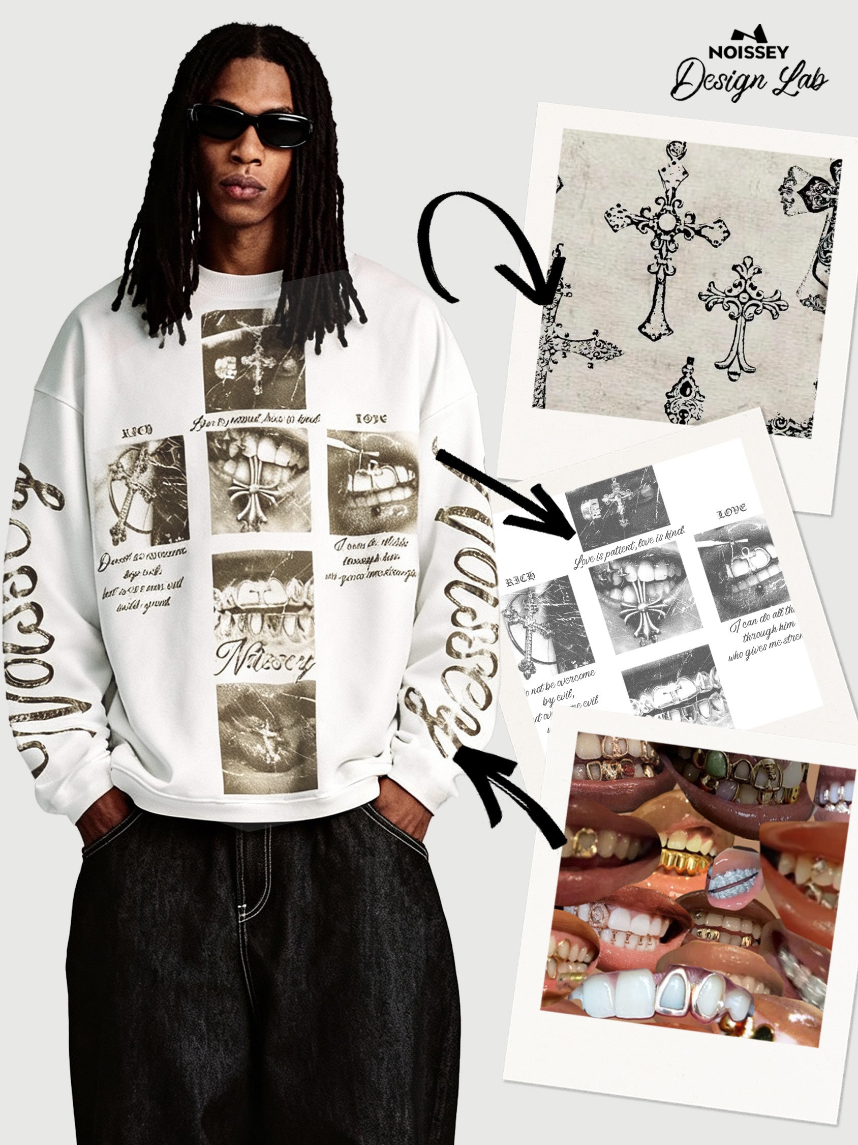 Grillz Cross Retro Print Air-Layer Long Sleeve