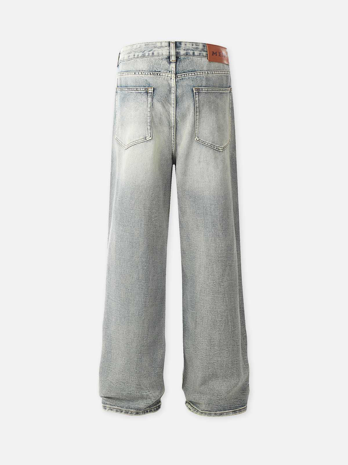 Vintage Washed High-Street Distressed Denim Jeans