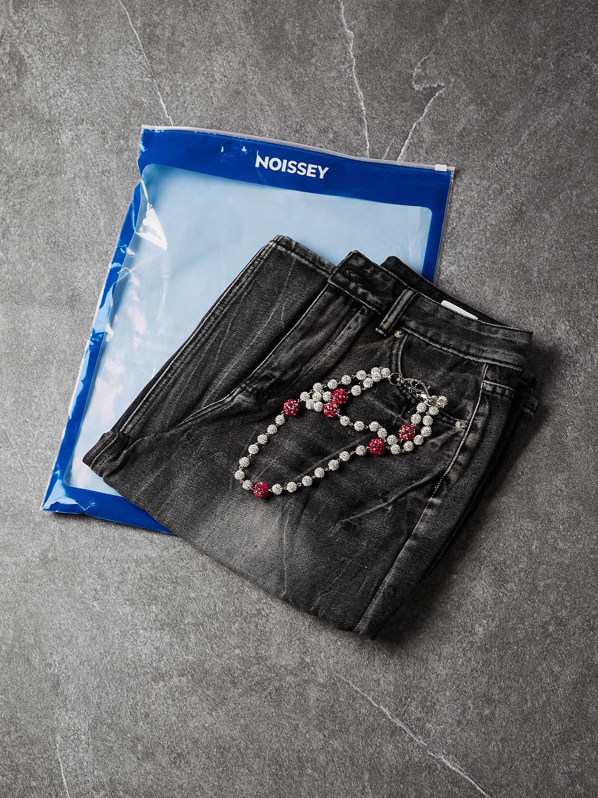NOISSEY Wash Black Denim Shorts - DIY Chain Combo