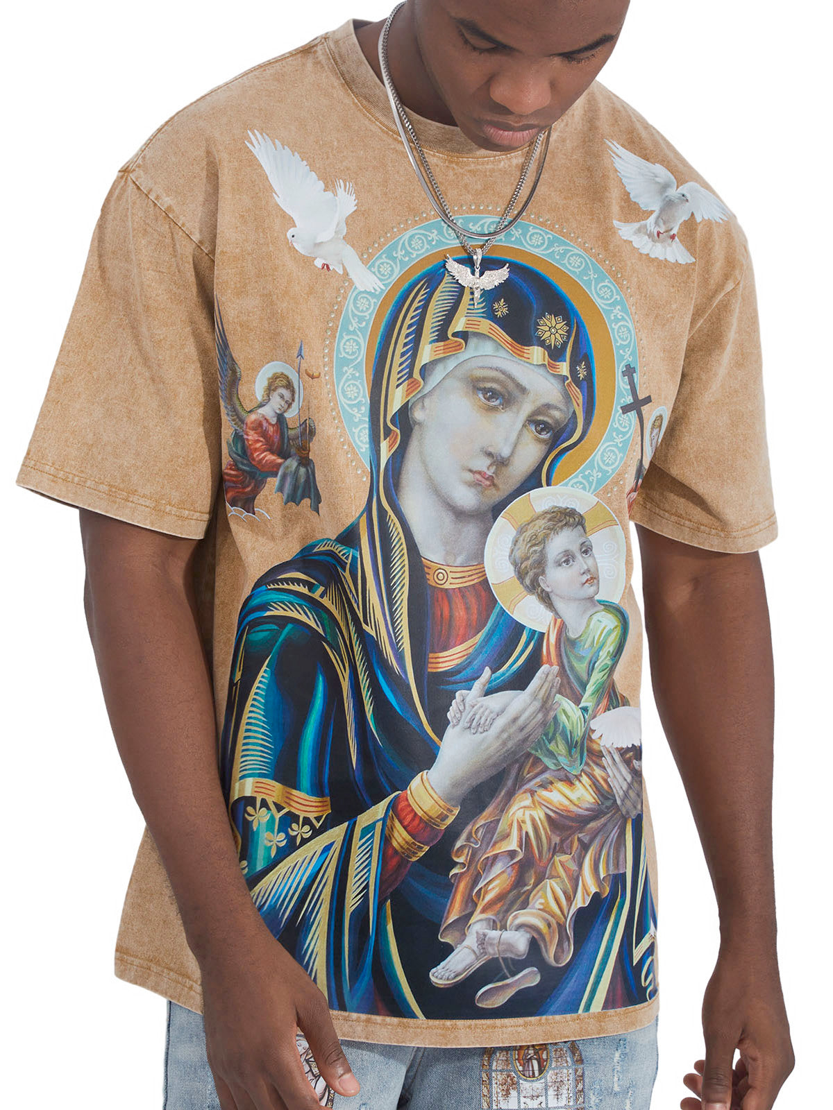OBSTACLES &amp; DANGERS© T-Shirt mit Madonna und Kind, erhältlich in 7 Farben 