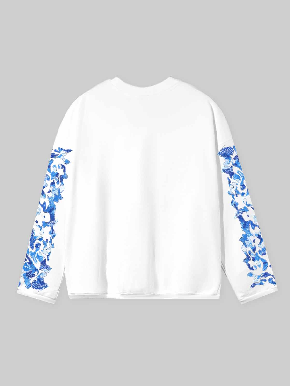 NOISSEY Blue Camo Sports Car &amp; Graffiti White Long Sleeve Shirt