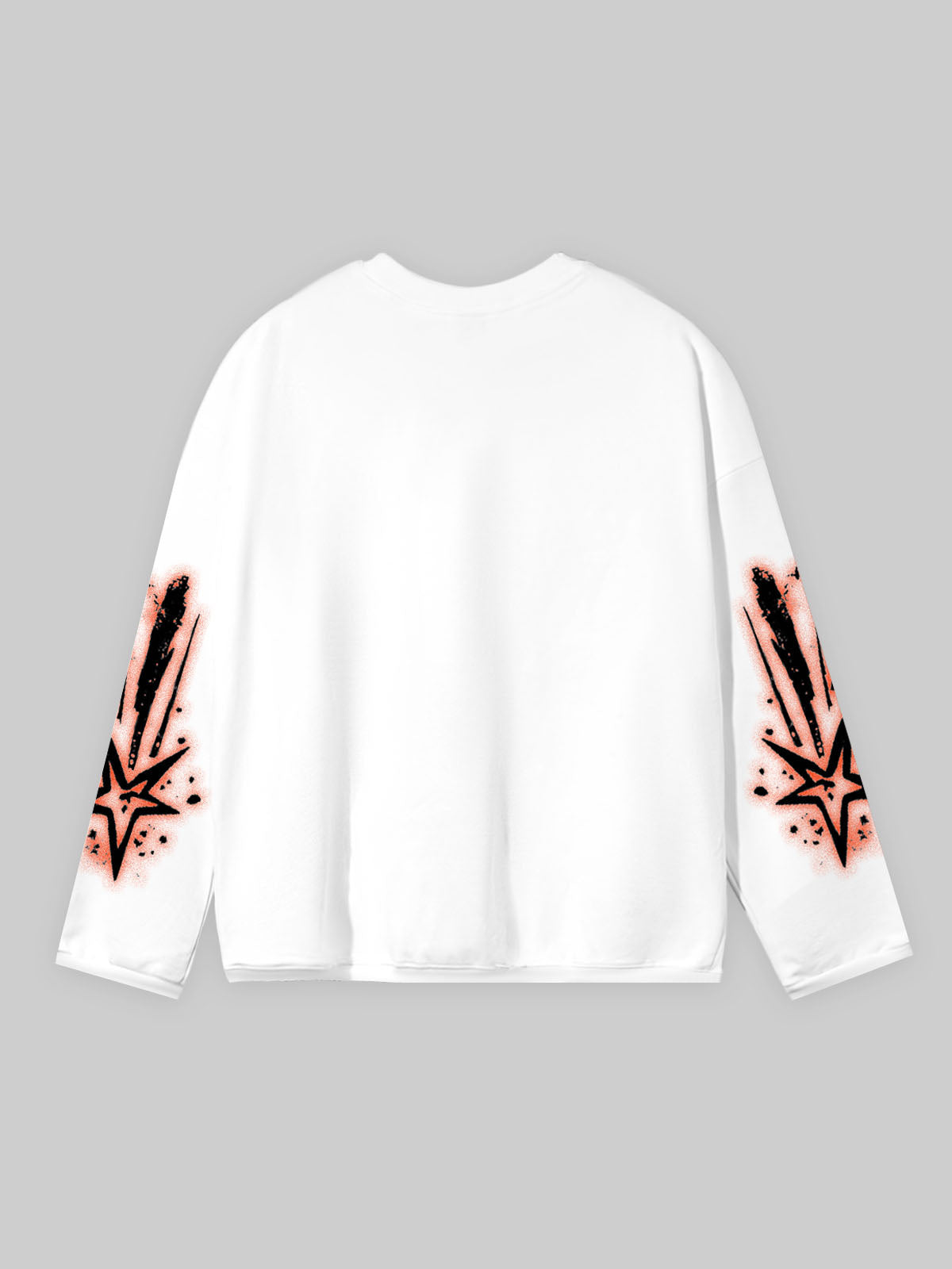 NOISSEY Orange Cartoon IP Graphic Heavyweight Long Sleeve Tee - Optic White Streetwear Shirt