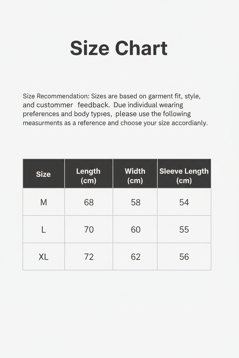 英文尺码表-含推荐说明