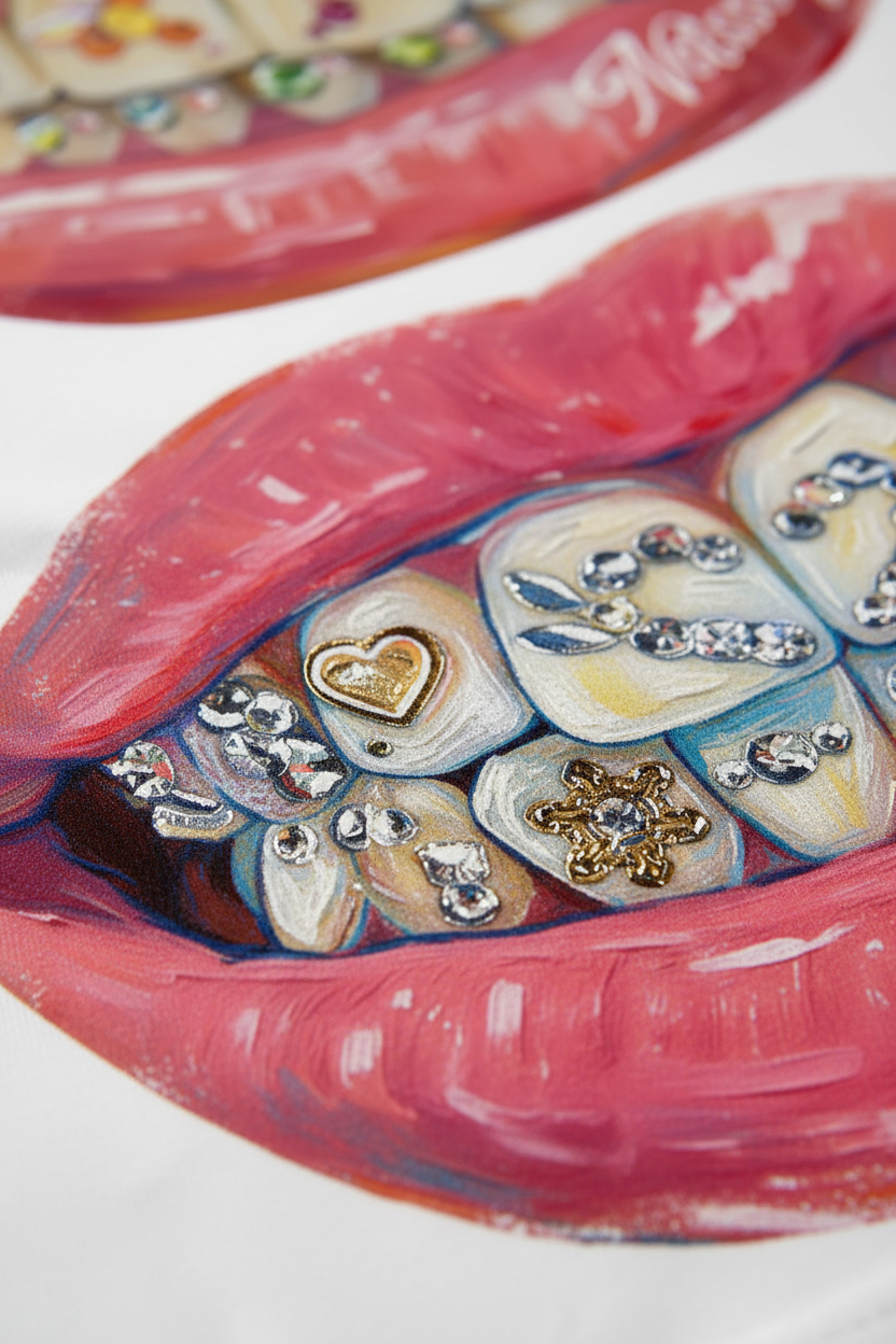 上嘴唇印花细节