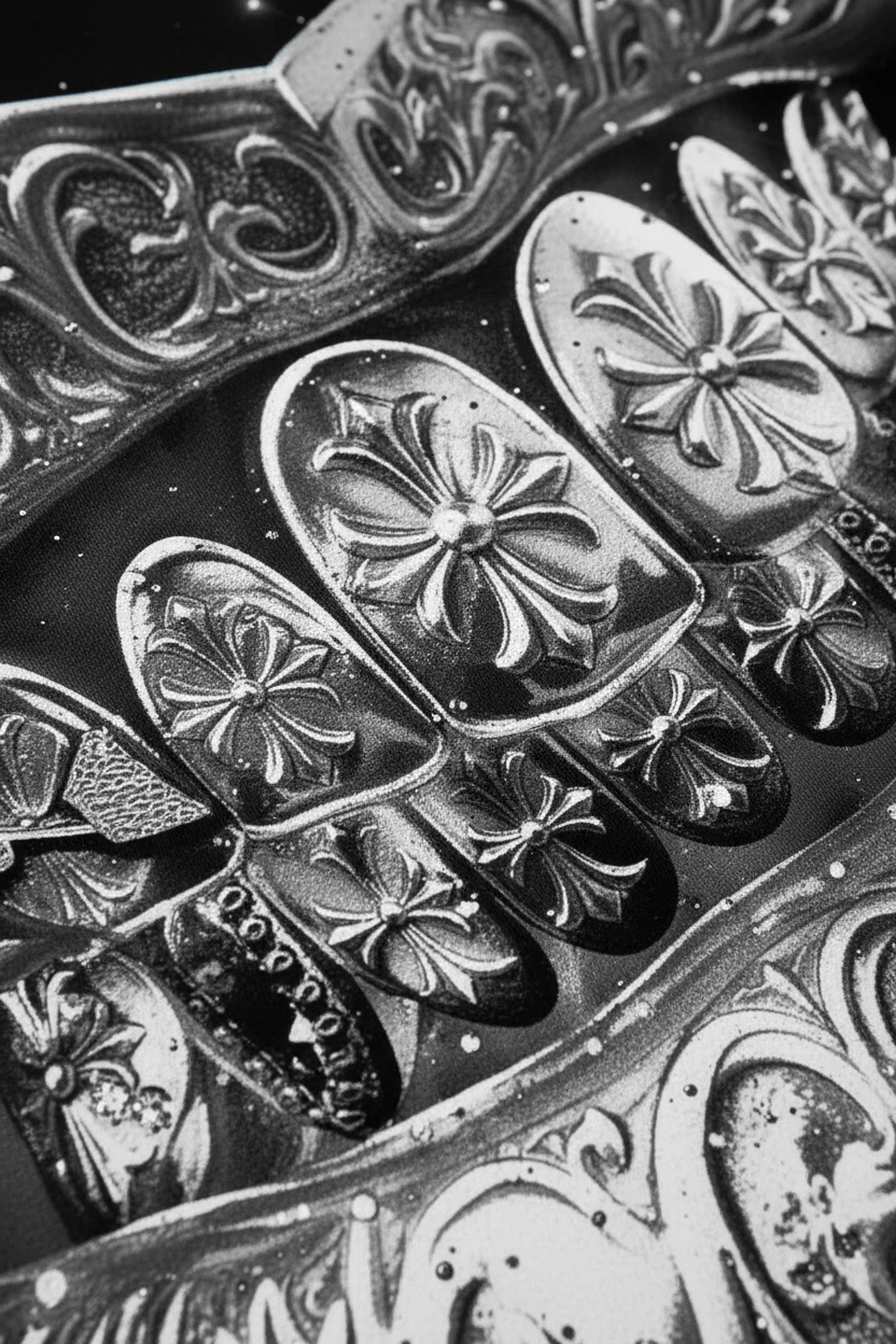 巴洛克风格装饰牙齿印花特写