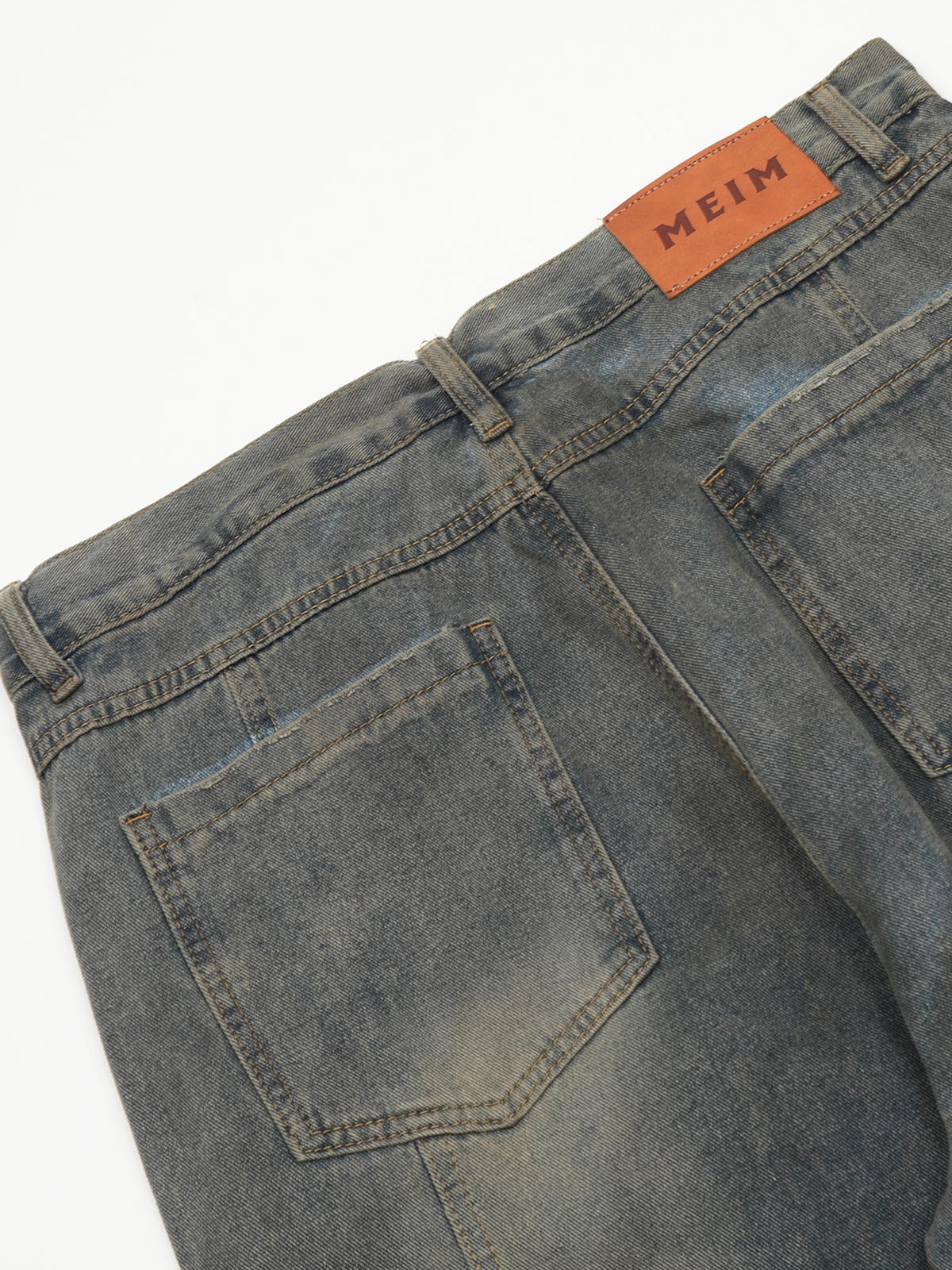 Water-Washed Distressed Vintage Denim Jeans