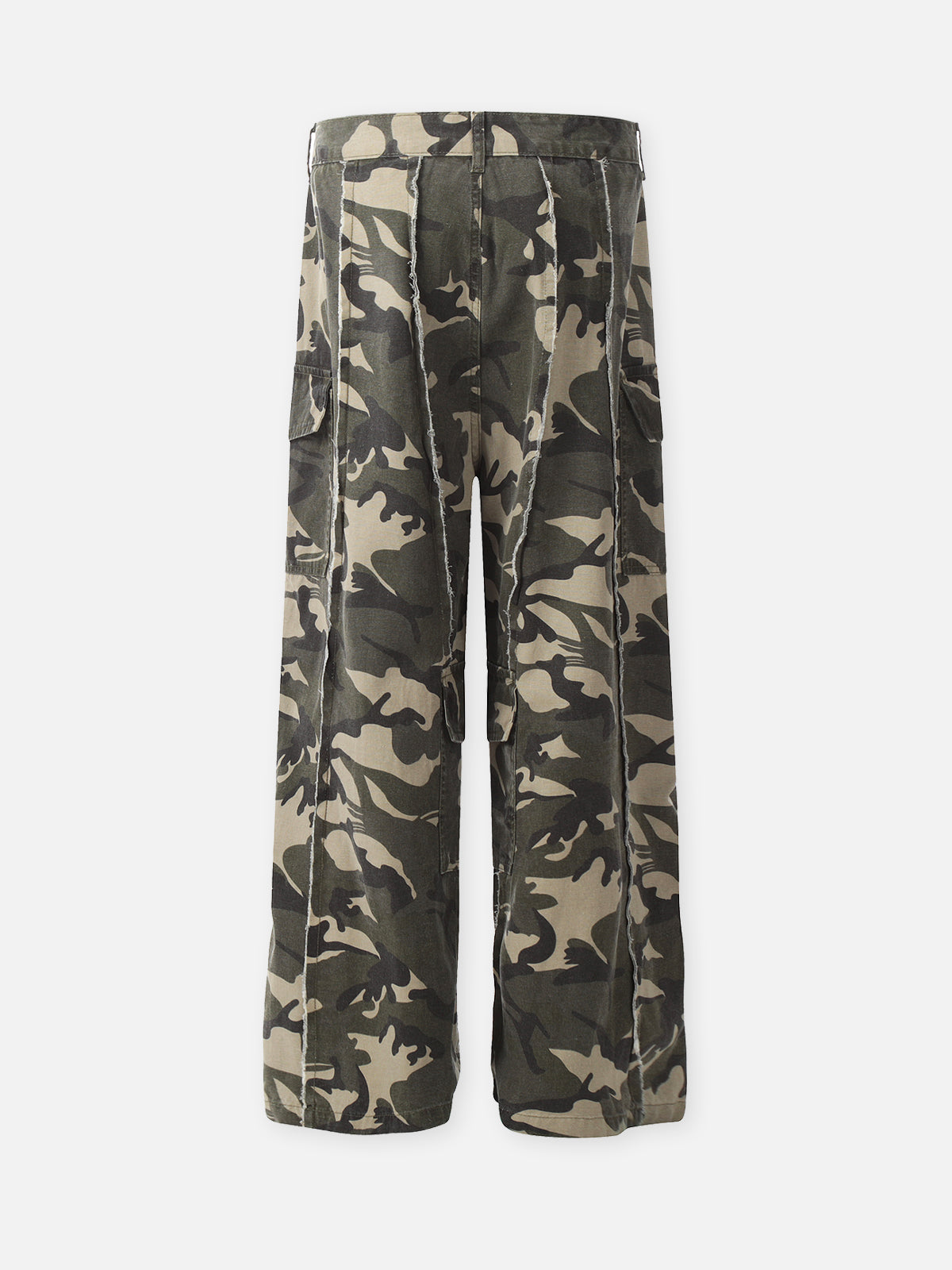 Retro-inspired Wide-Leg Camouflage Jeans