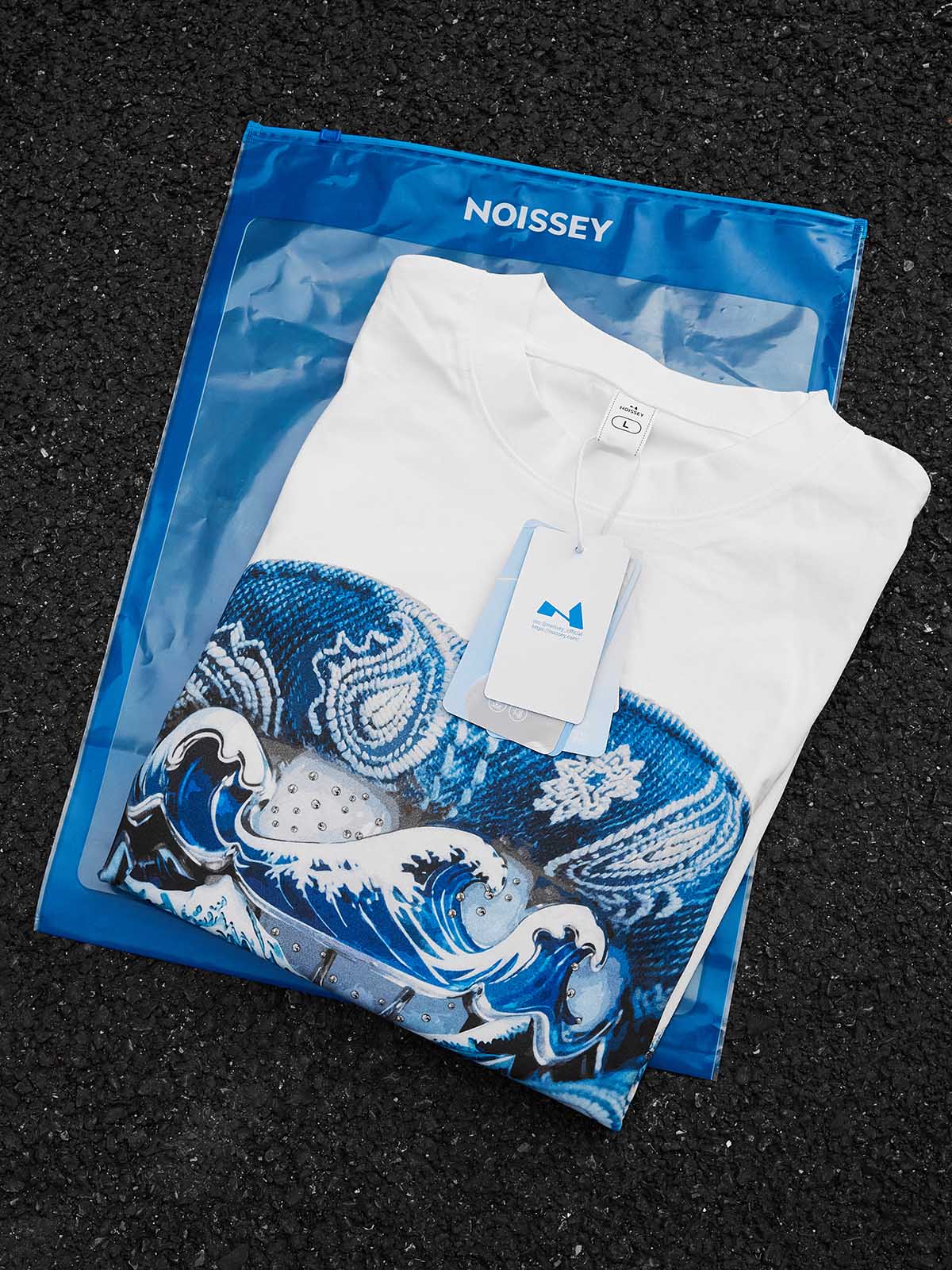 Denim Blue Ukiyo-e Grillz T-Shirt | Art Streetwear Graphic