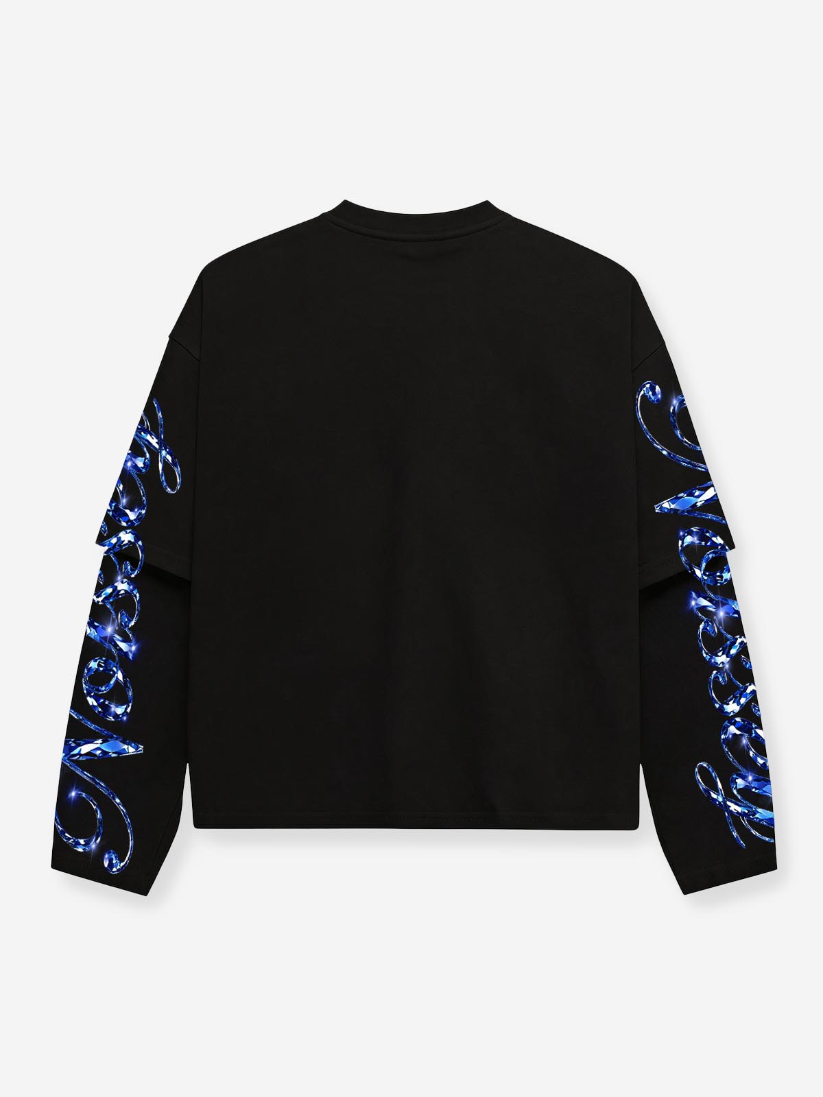 NOISSEY Glitter Sapphire Iced-Out Lips Faux Layer Sweatshirt