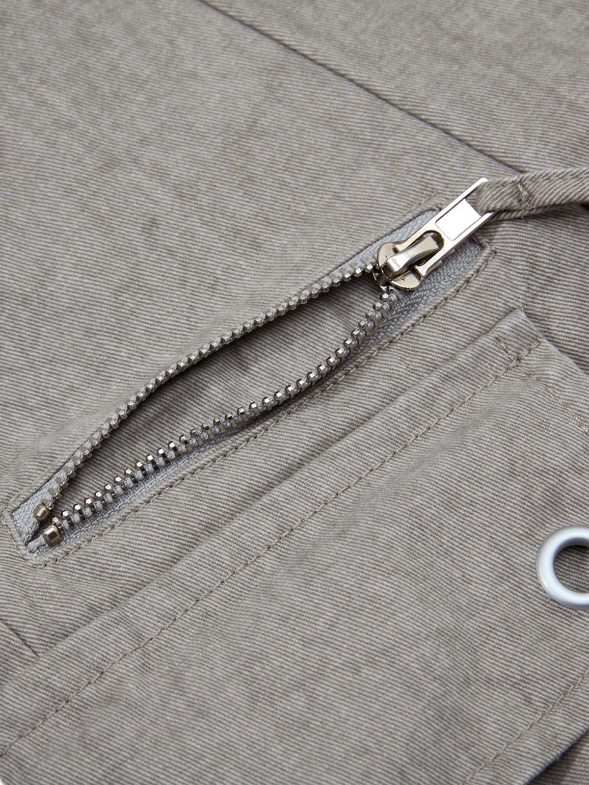 Vintage Distressed Multi-Pocket Wide-Leg Curved Pants