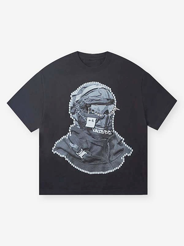 BOUNCE BACK© Black Shattered Collage Face Mask T-shirt