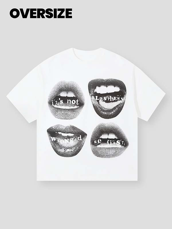 BOUNCE BACK© lip and text printed T-shirt