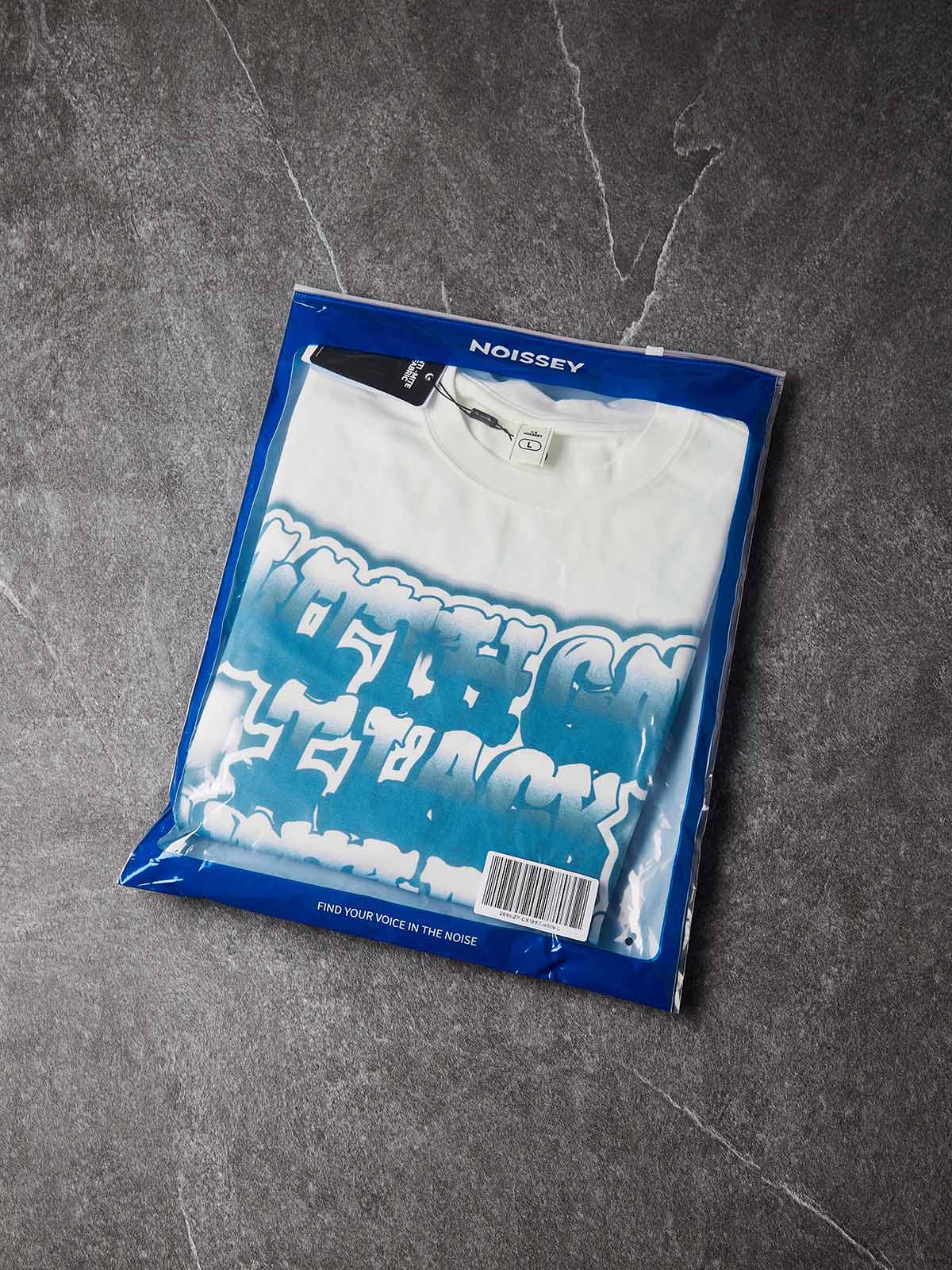 NOISSEY "With God" Blue Flame Graffiti Heavy Long Sleeve Tee - White