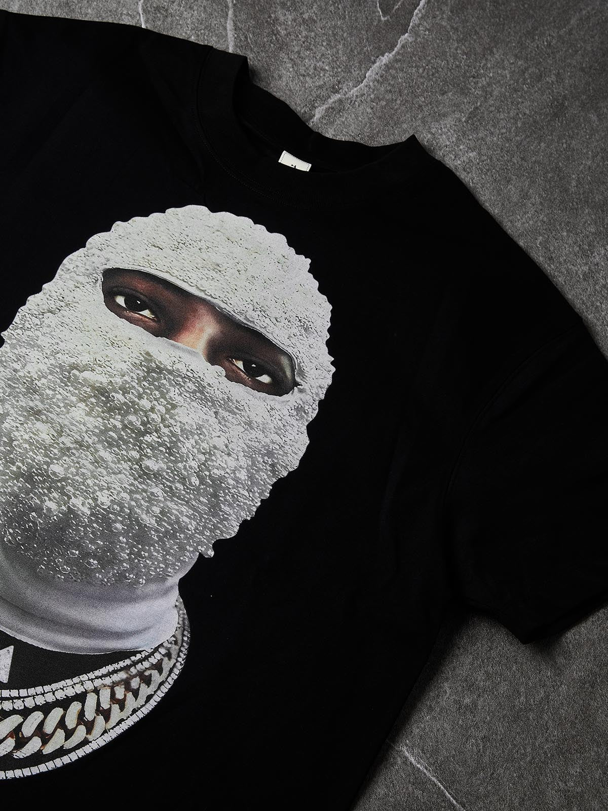NOISSEY Pearl Balaclava Boxy Oversized Heavyweight Tee - Black