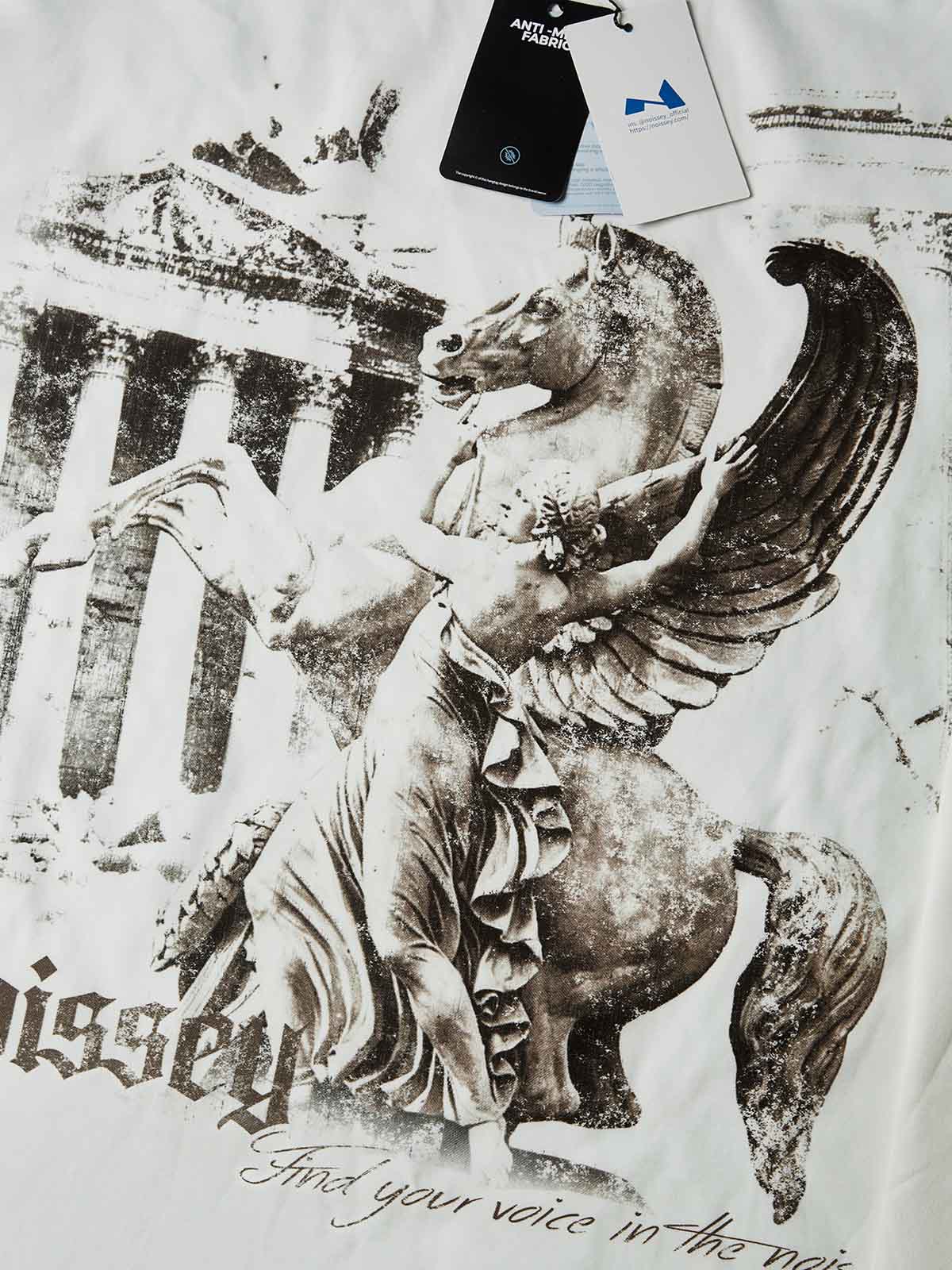 NOISSEY Pegasus & Temple Vintage Graft Art Print Long Sleeve Shirt - White