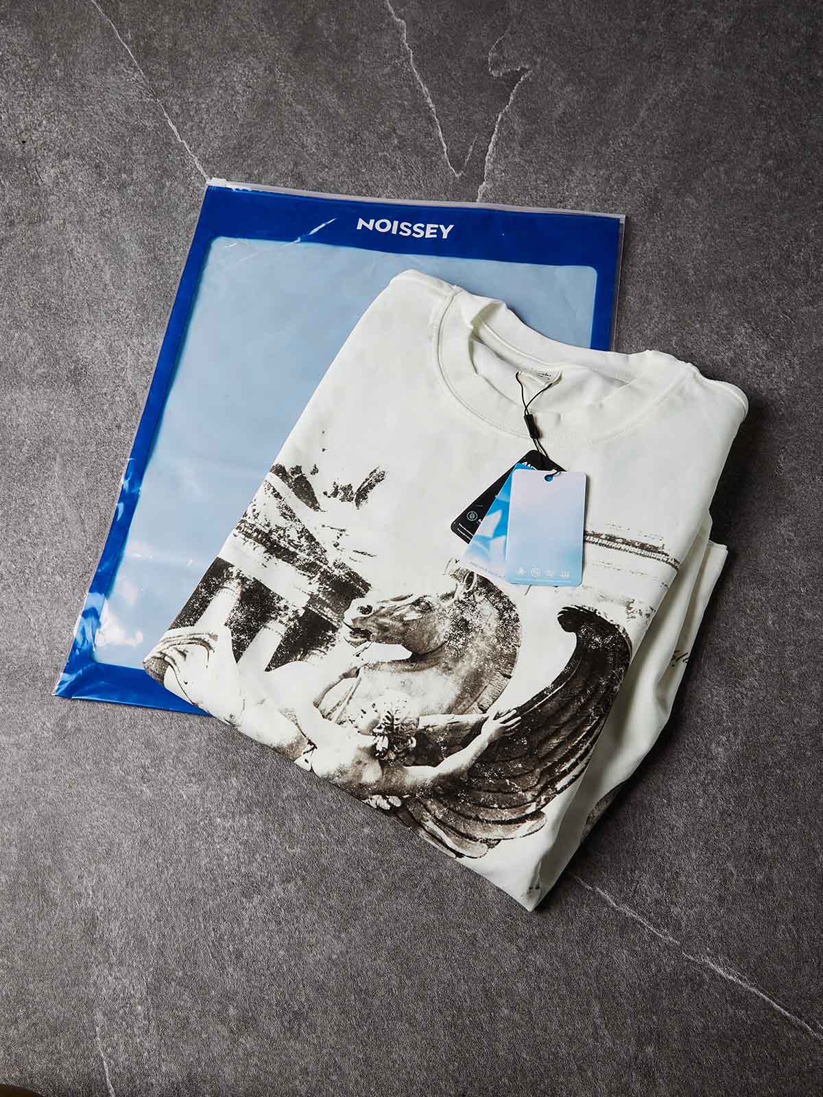 NOISSEY Pegasus & Temple Vintage Graft Art Print Long Sleeve Shirt - White