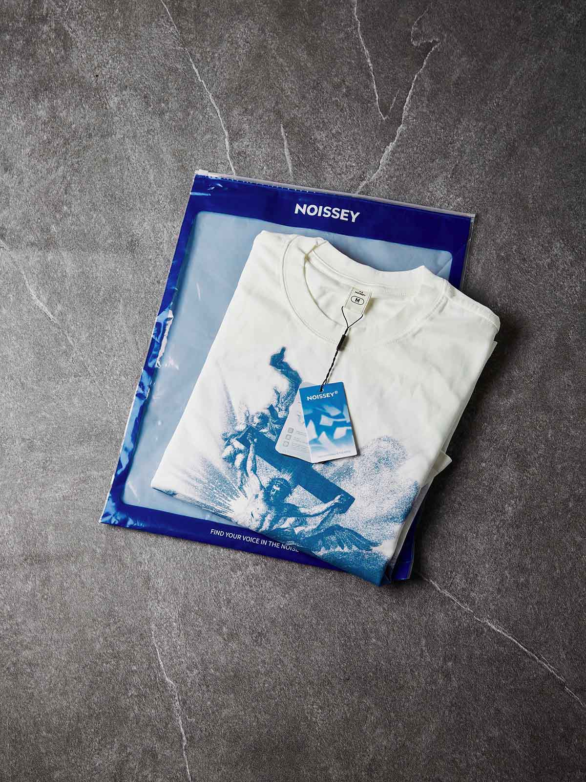 NOISSEY Jesus Ascension Vintage Religious Print Long-Sleeve T-Shirt - Pure White