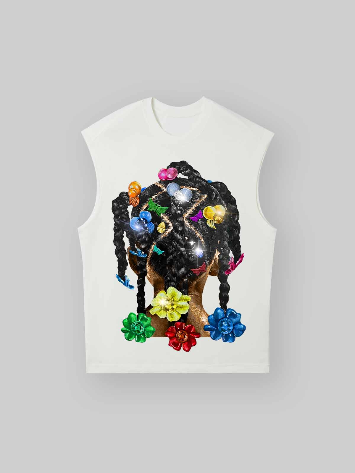 Girlish Braided Hair Art Print Tank Top