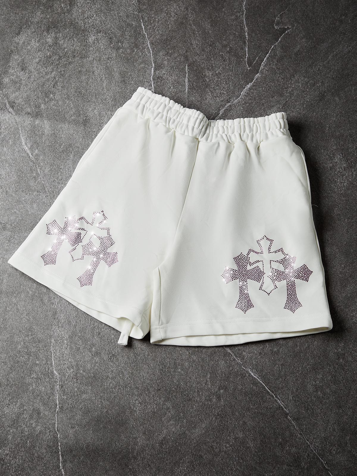 NOISSEY Rhinestone Cross Hot-Fix Heavyweight Shorts Oversized Fit - 2 Colors