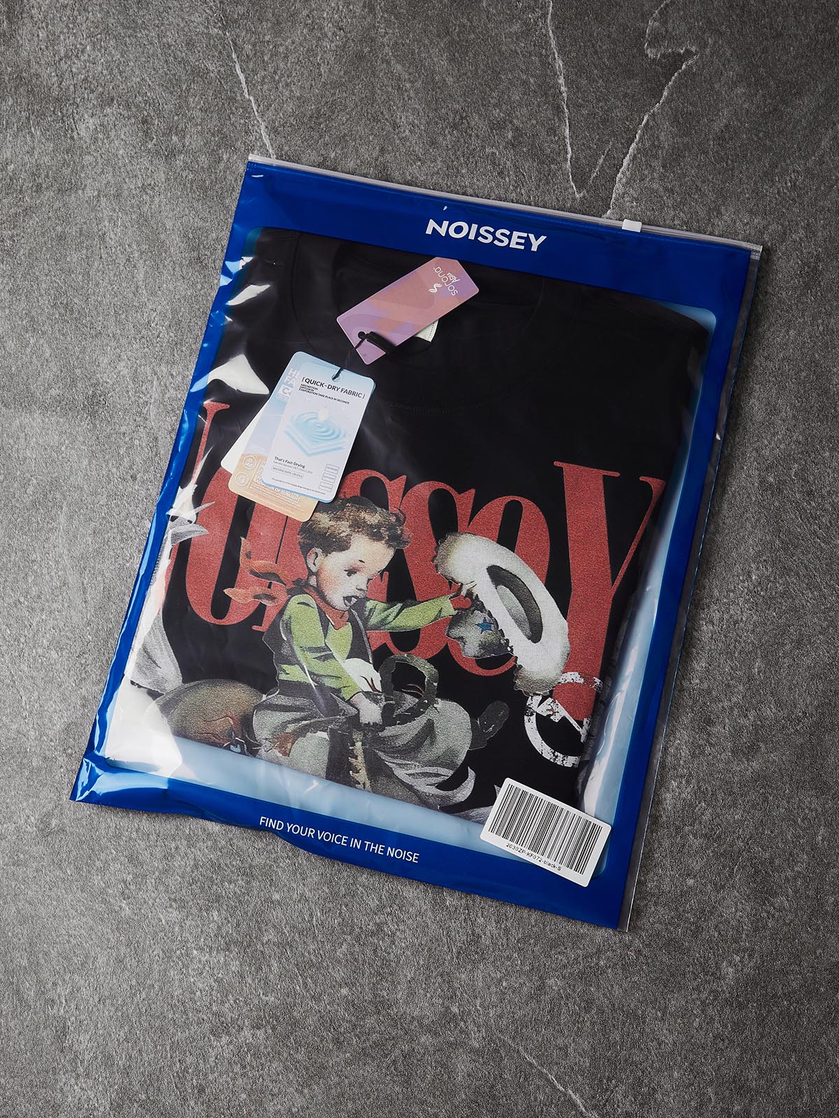 NOISSEY "Cowboy Vintage" Nostalgic Illustration Tee - Black 255G Heavyweight Boxy Oversized Fit