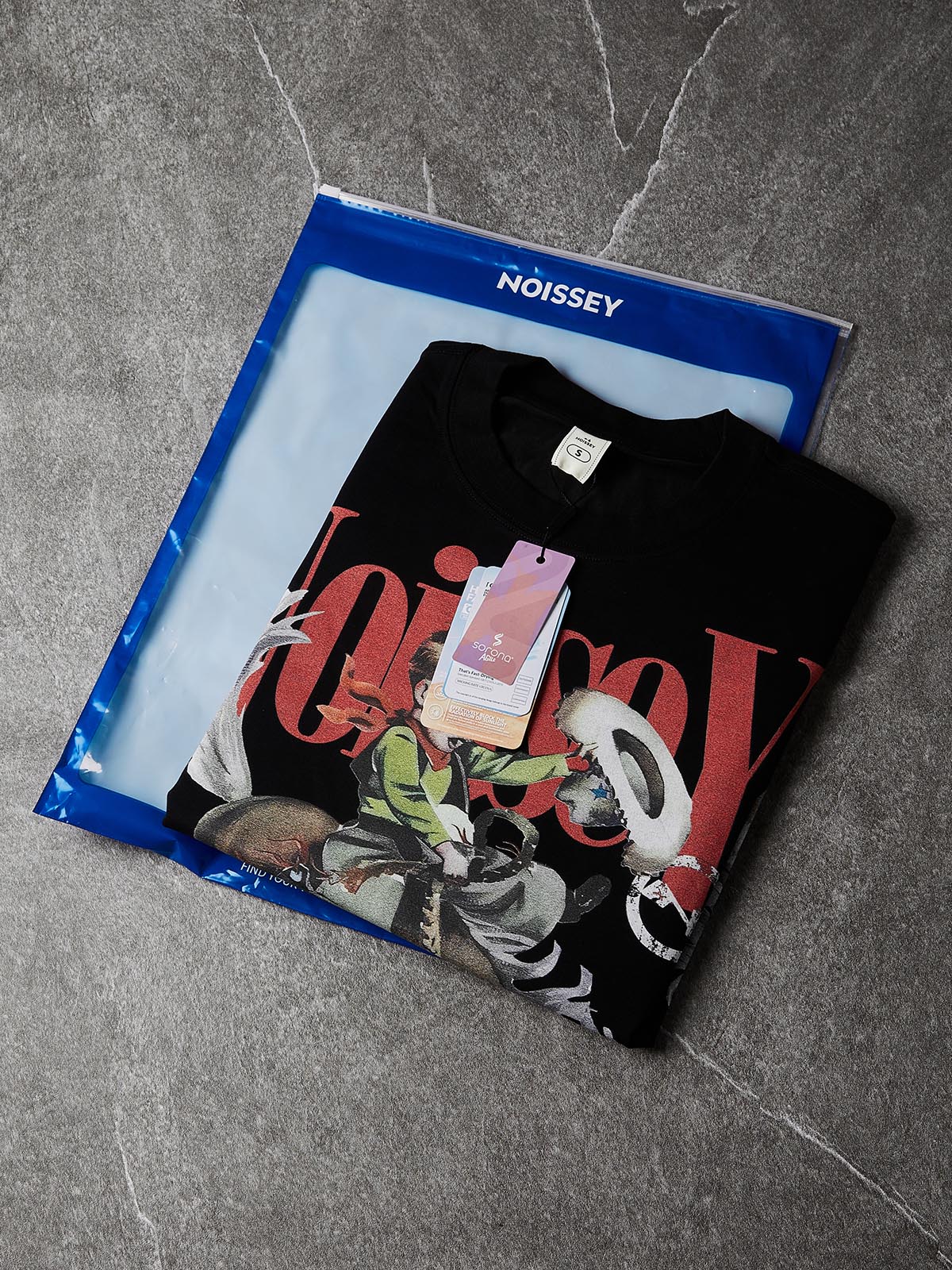 NOISSEY "Cowboy Vintage" Nostalgic Illustration Tee - Black 255G Heavyweight Boxy Oversized Fit
