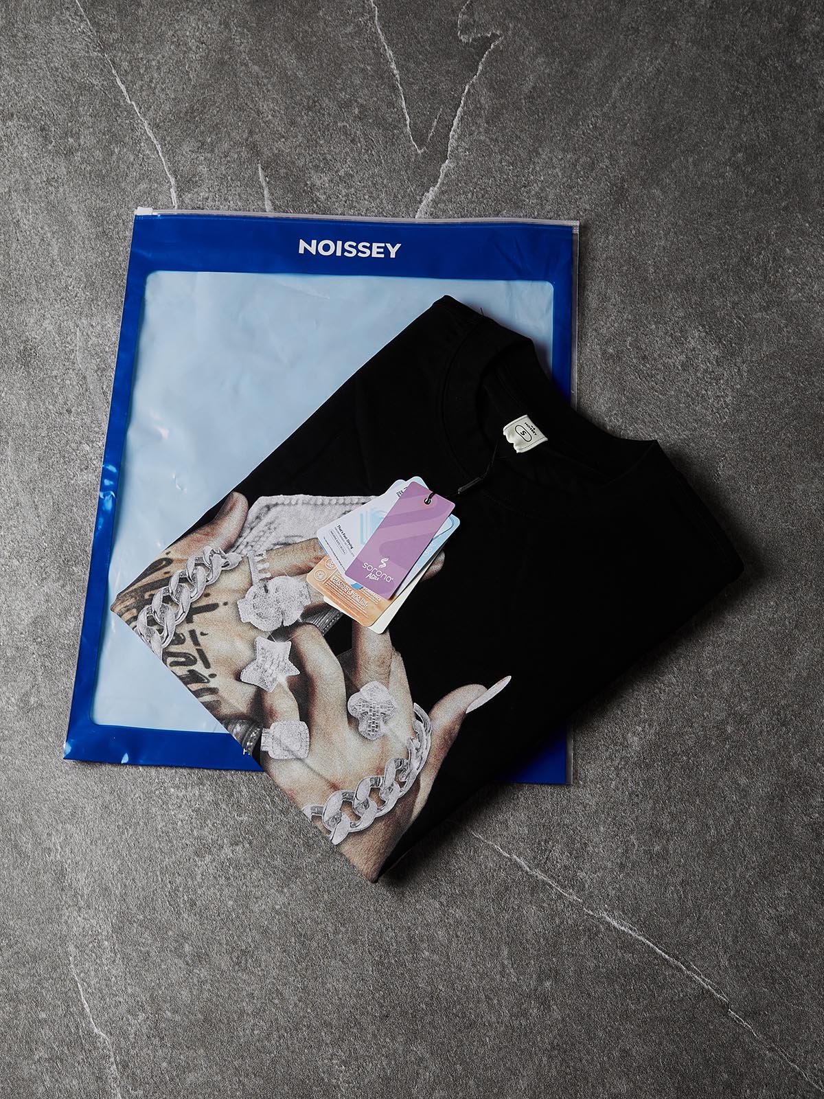 NOISSEY "Seal My Love" Jesus Medallion T-Shirt - Phantom Black Boxy Fit
