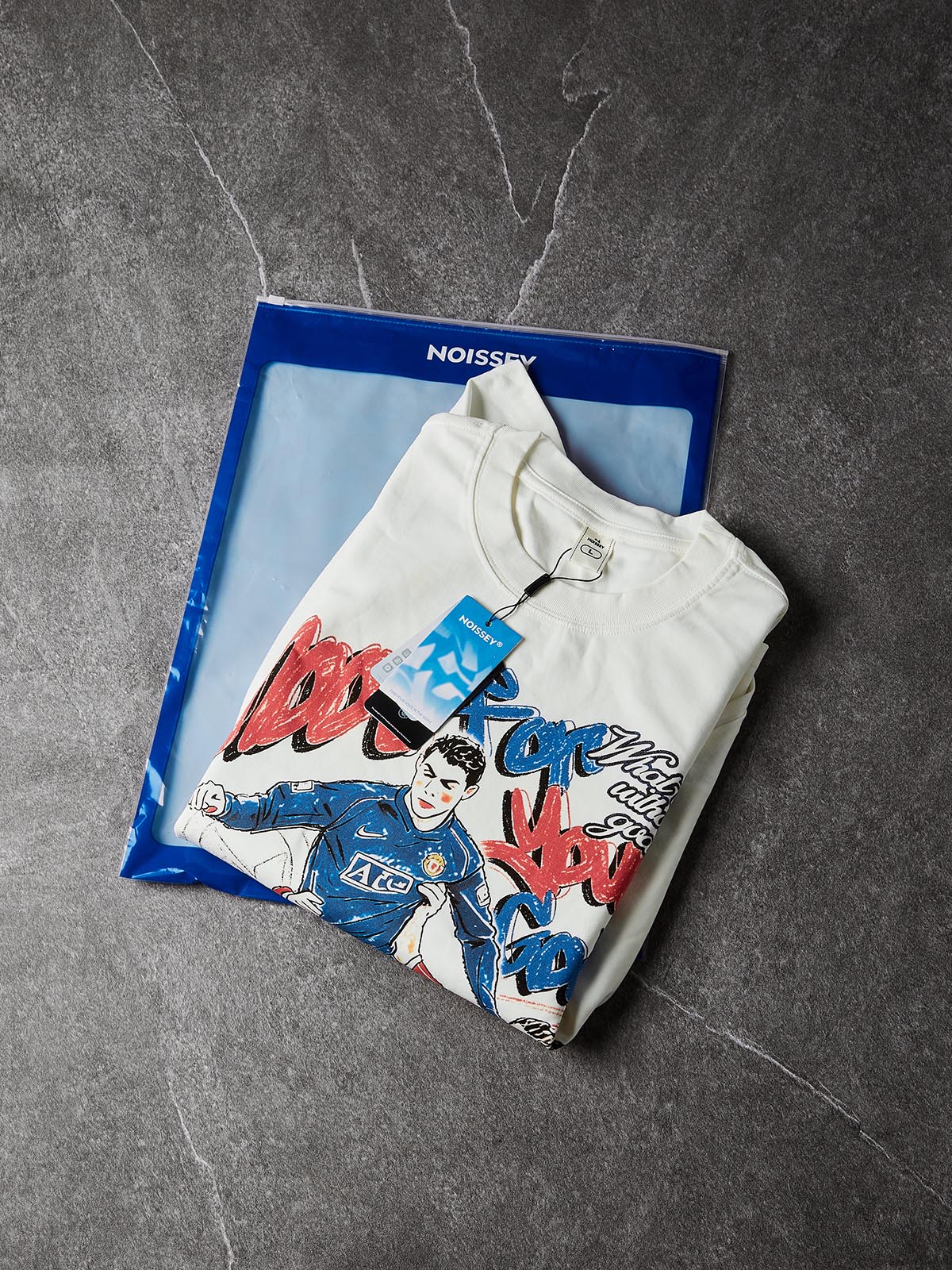 NOISSEY Stadium Clash Graffiti Art DTG Long Sleeve Shirt - White