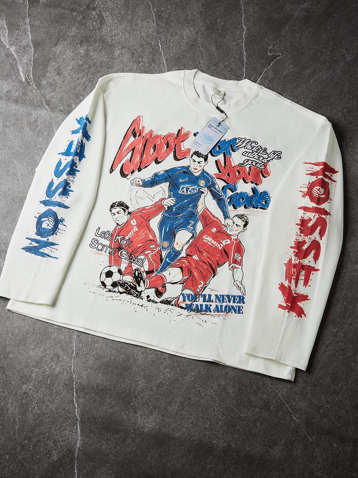 NOISSEY Stadium Clash Graffiti Art DTG Long Sleeve Shirt - White