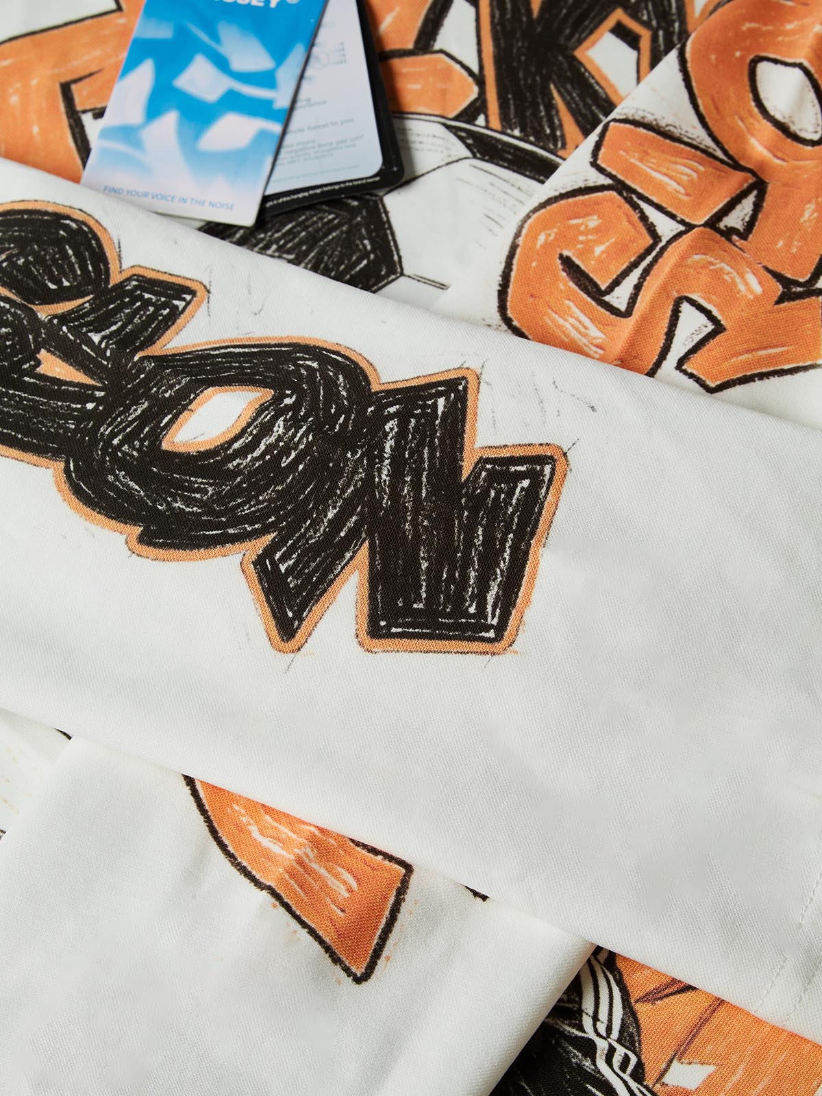NOISSEY Orange Supercar Graffiti Art DTG Long Sleeve Shirt - White