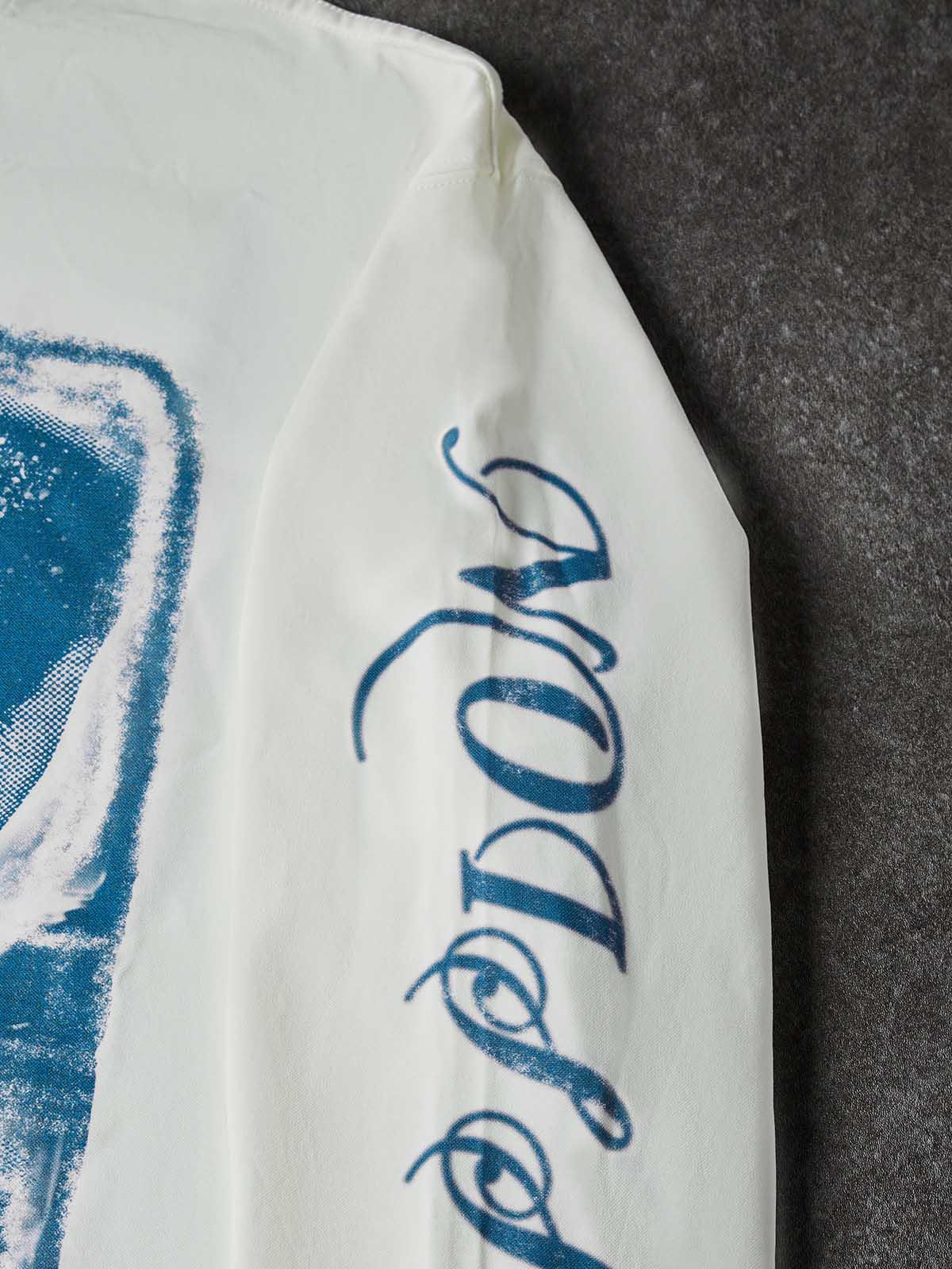 NOISSEY "Archival Grillz" Screen-Print Crewneck - Clean White 250G Heavyweight Oversized Long Sleeve