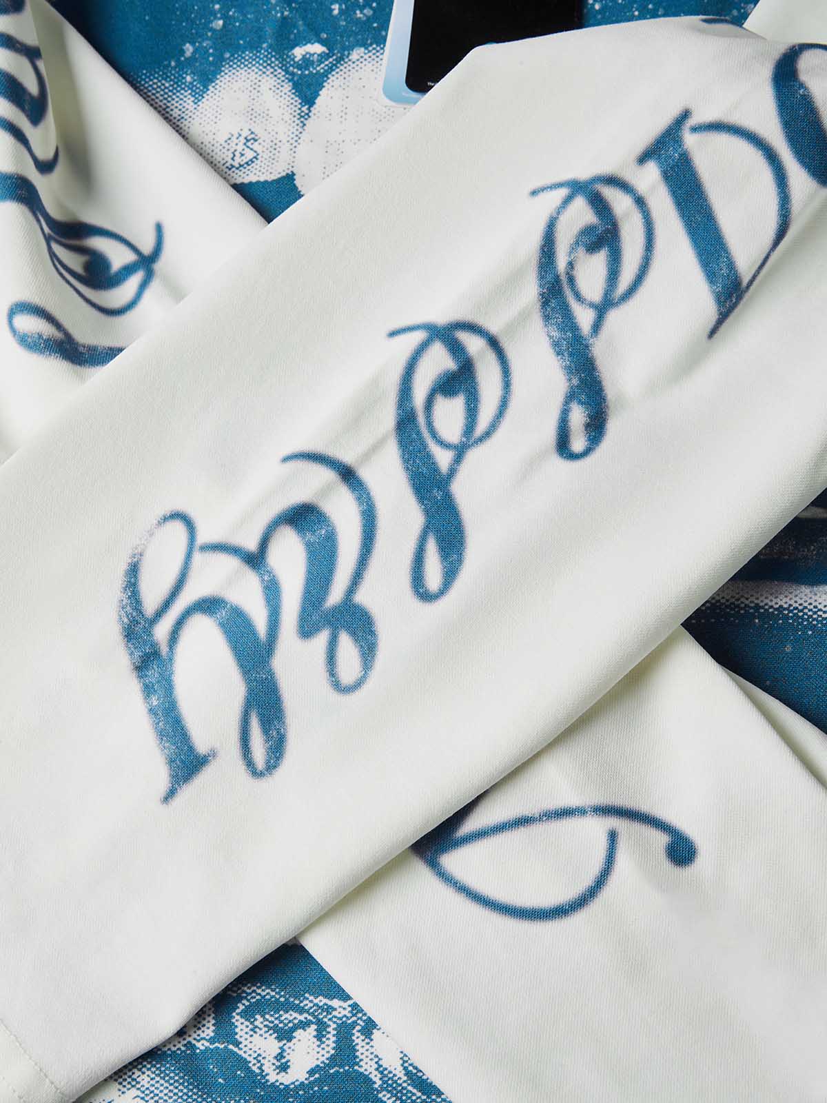 NOISSEY "Archival Grillz" Screen-Print Crewneck - Clean White 250G Heavyweight Oversized Long Sleeve