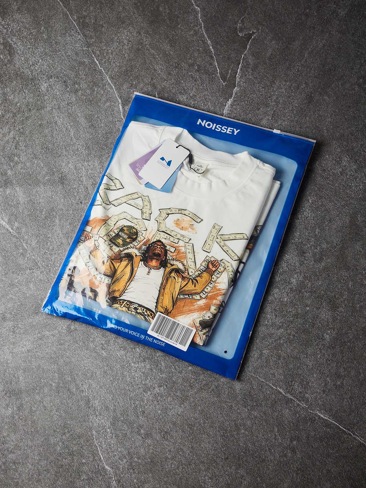 NOISSEY "RACK COMING" Off-White Tee - Boxy Graphic T-Shirt