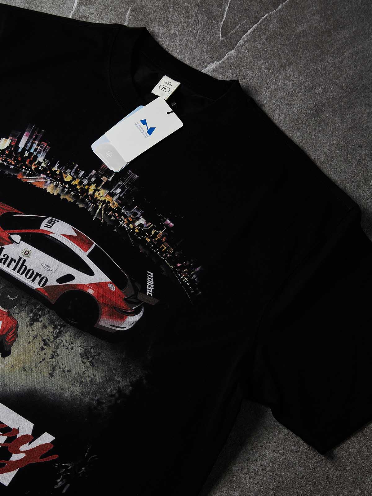 NOISSEY "Marlboro Racing" Black Tee - Boxy Graphic T-Shirt