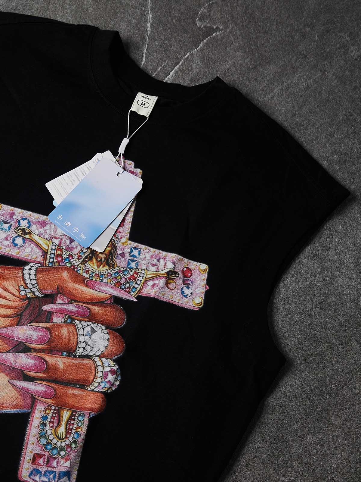 NOISSEY "Gothic Cross" Black Vest - Boxy Graffiti Graphic Tank Top