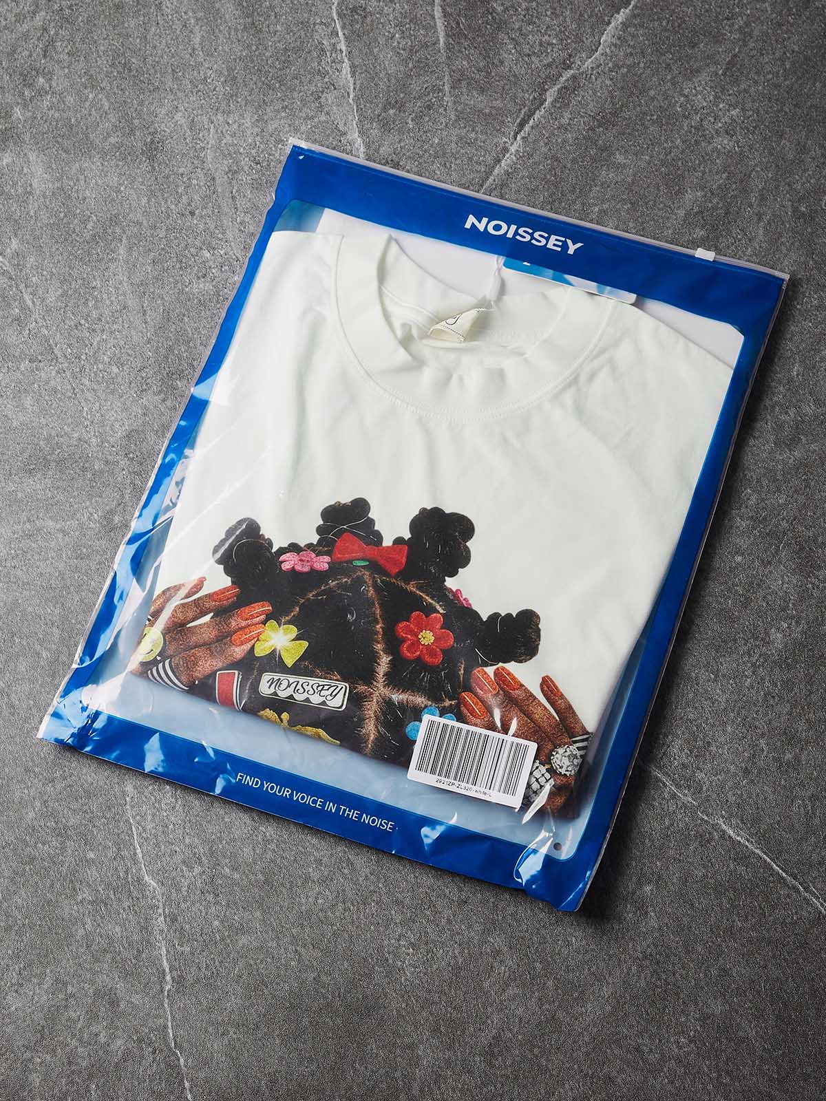 NOISSEY "American Braids" White Tee - Oversized Heavyweight Urban Graphic T-Shirt