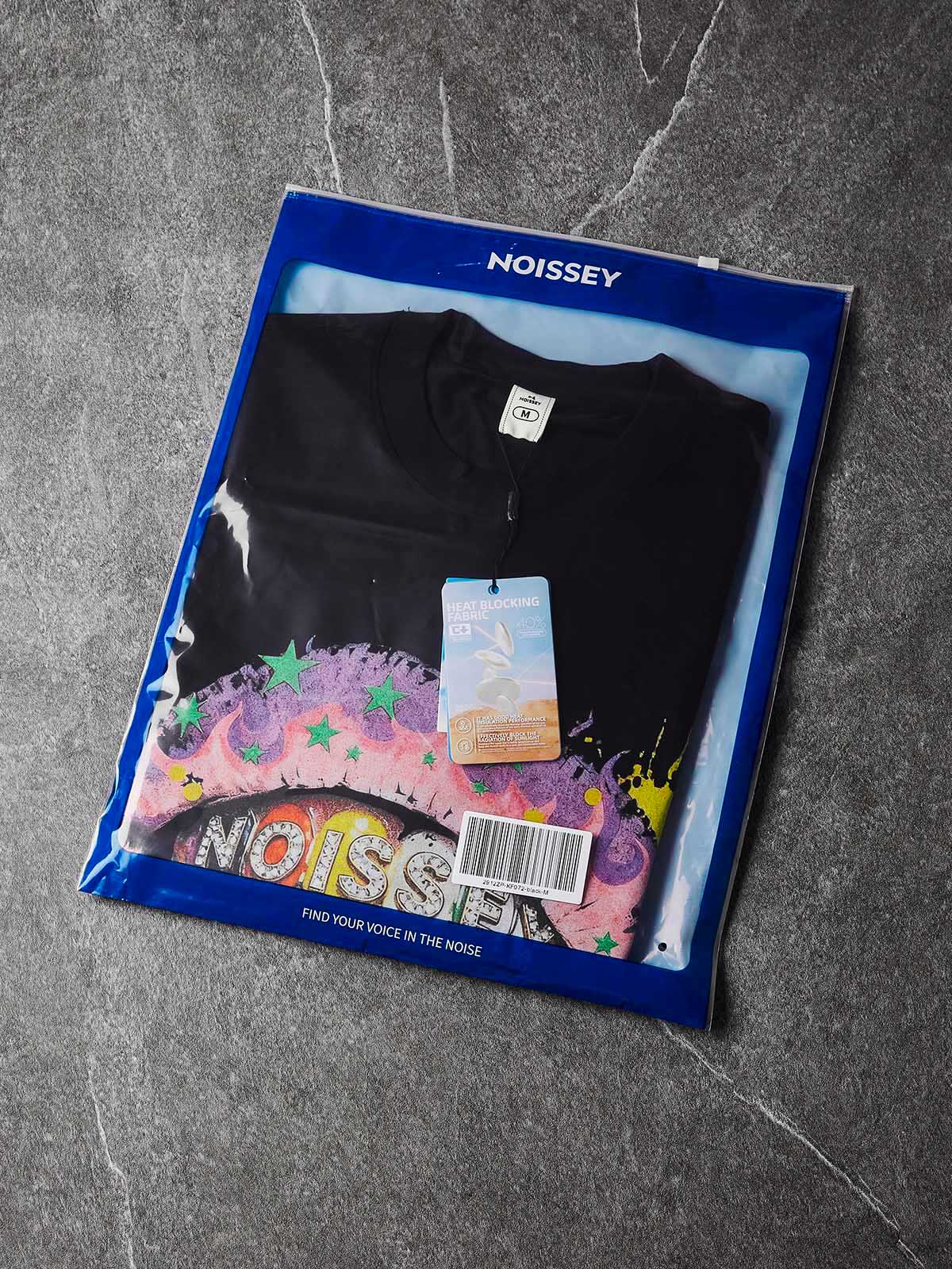 NOISSEY "Rainbow Flame Lips" Tee - Jet Black Boxy Street Graffiti T-Shirt