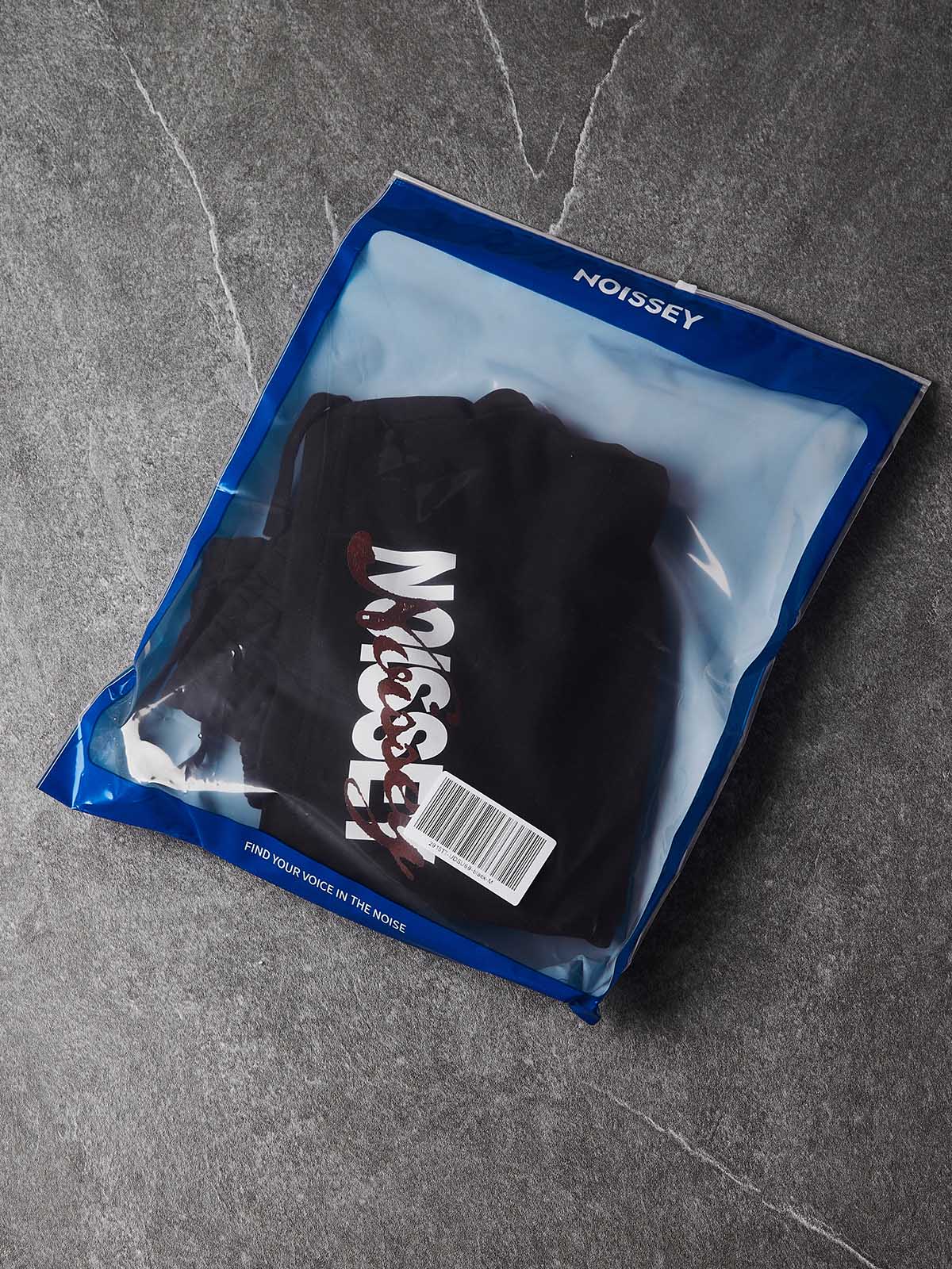 NOISSEY "Stacked Calligraphy" Shorts - Jet Black Heavyweight High-Street Loose Fit Sweat Shorts