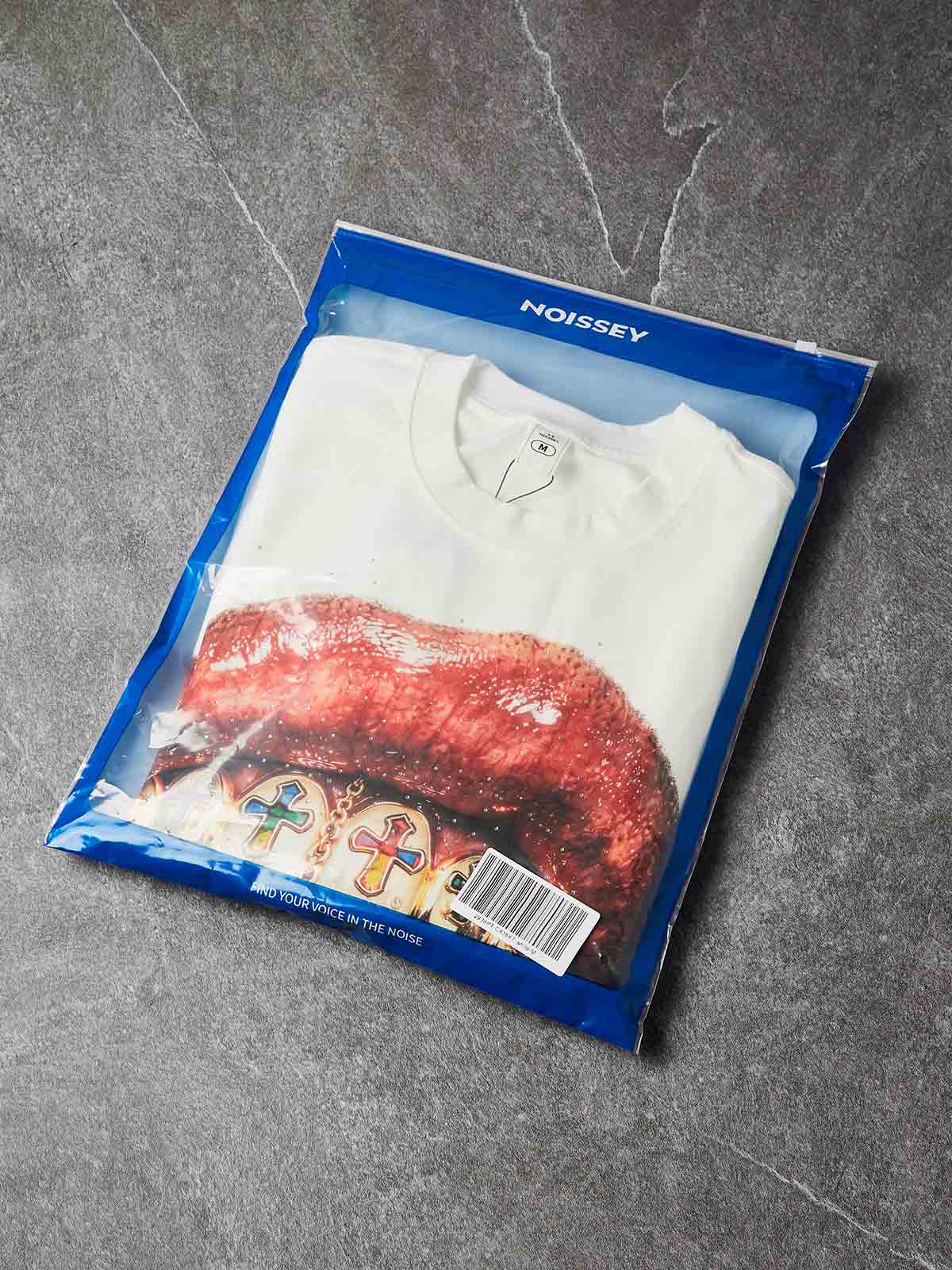 NOISSEY "Gemstone Grillz" White Sweatshirt - Rhinestone Graphic Pullover