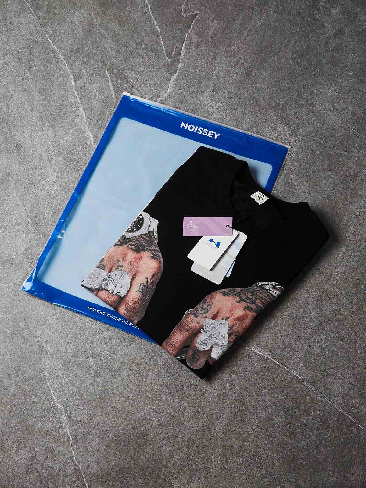NOISSEY "Cash Apology" Black Tee - Vintage Graphic T-Shirt