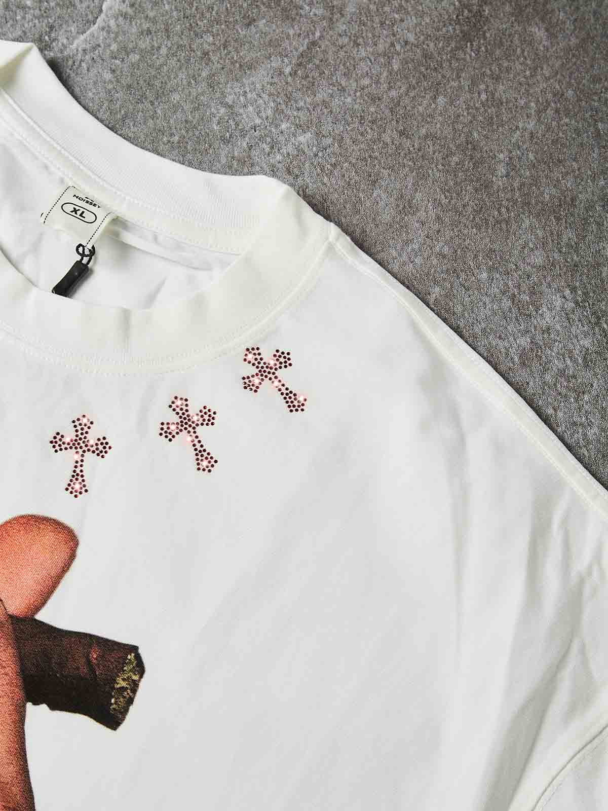 NOISSEY "Cuban Link Cigar" White Tee - Boxy Diamond T-Shirt