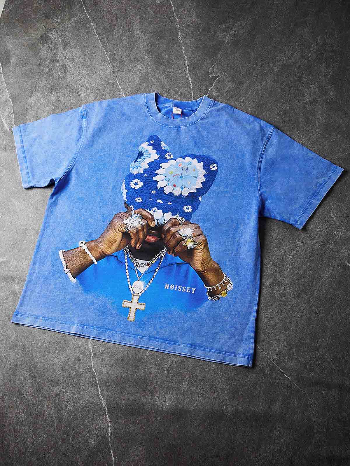 NOISSEY "Beanie Portrait" Blue Tee - Vintage Graphic T-Shirt