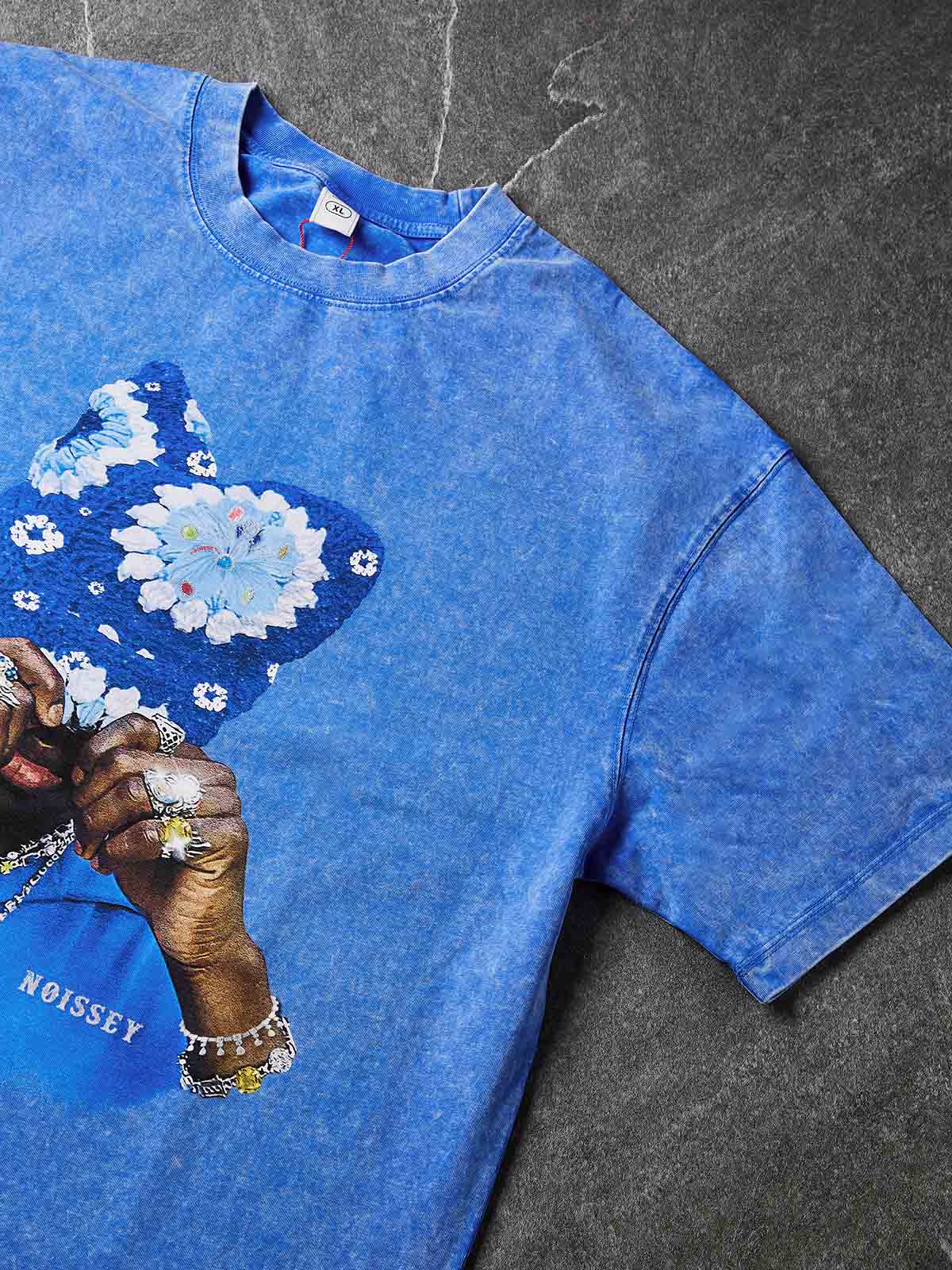 NOISSEY "Beanie Portrait" Blue Tee - Vintage Graphic T-Shirt