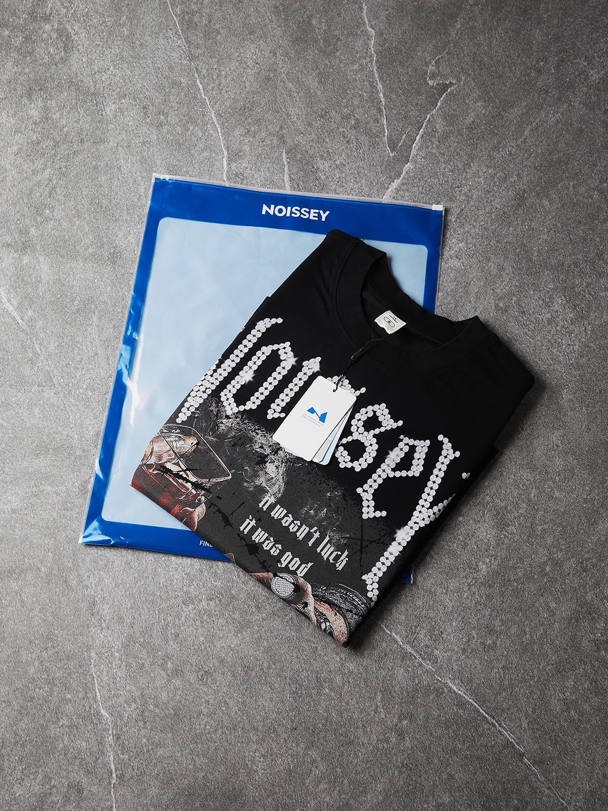 NOISSEY "Who Cares? Get Some Money" Tee - Jet Black 255G Heavyweight Boxy Oversized Gothic Diamond T-Shirt